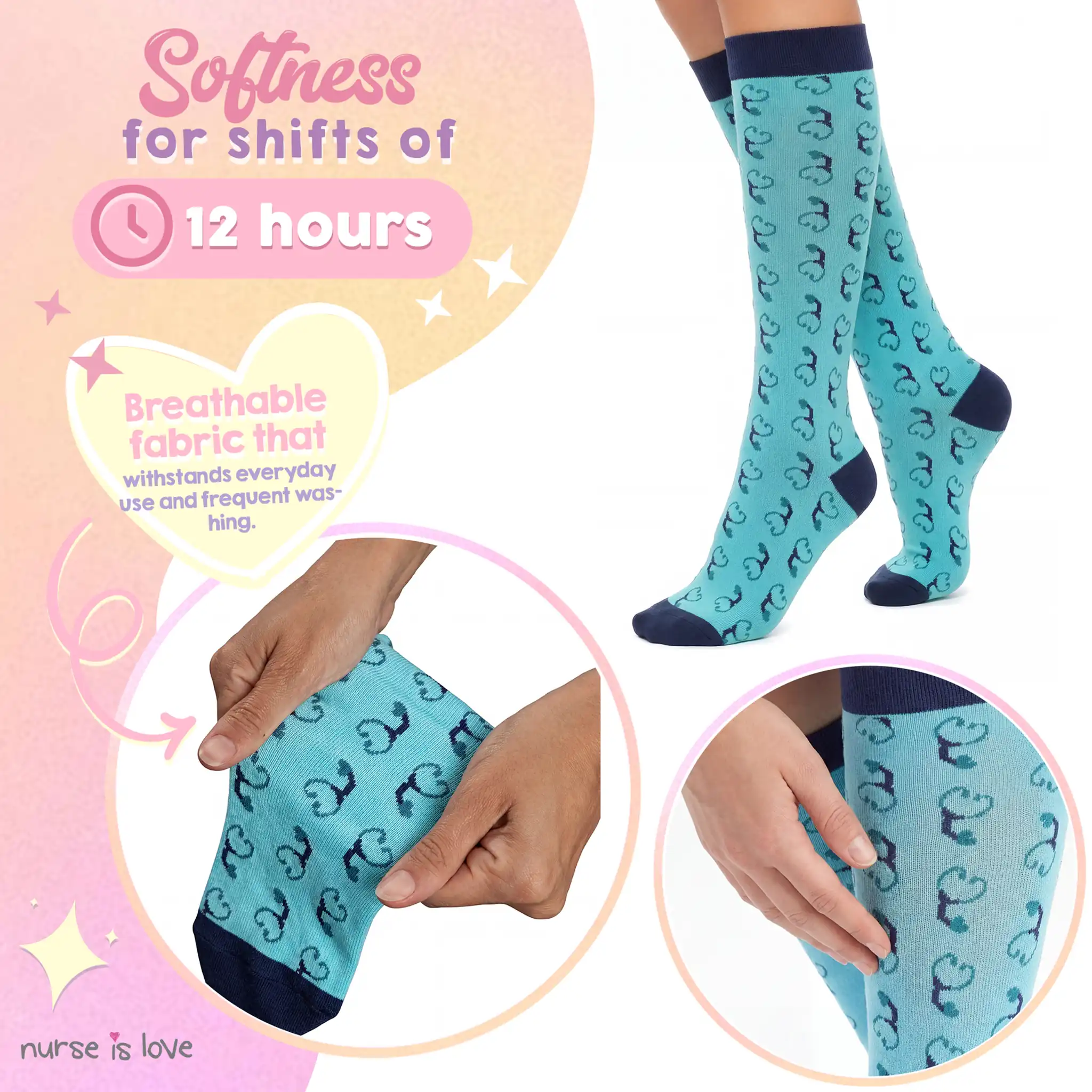 Blue Stethoscope Compression Socks
