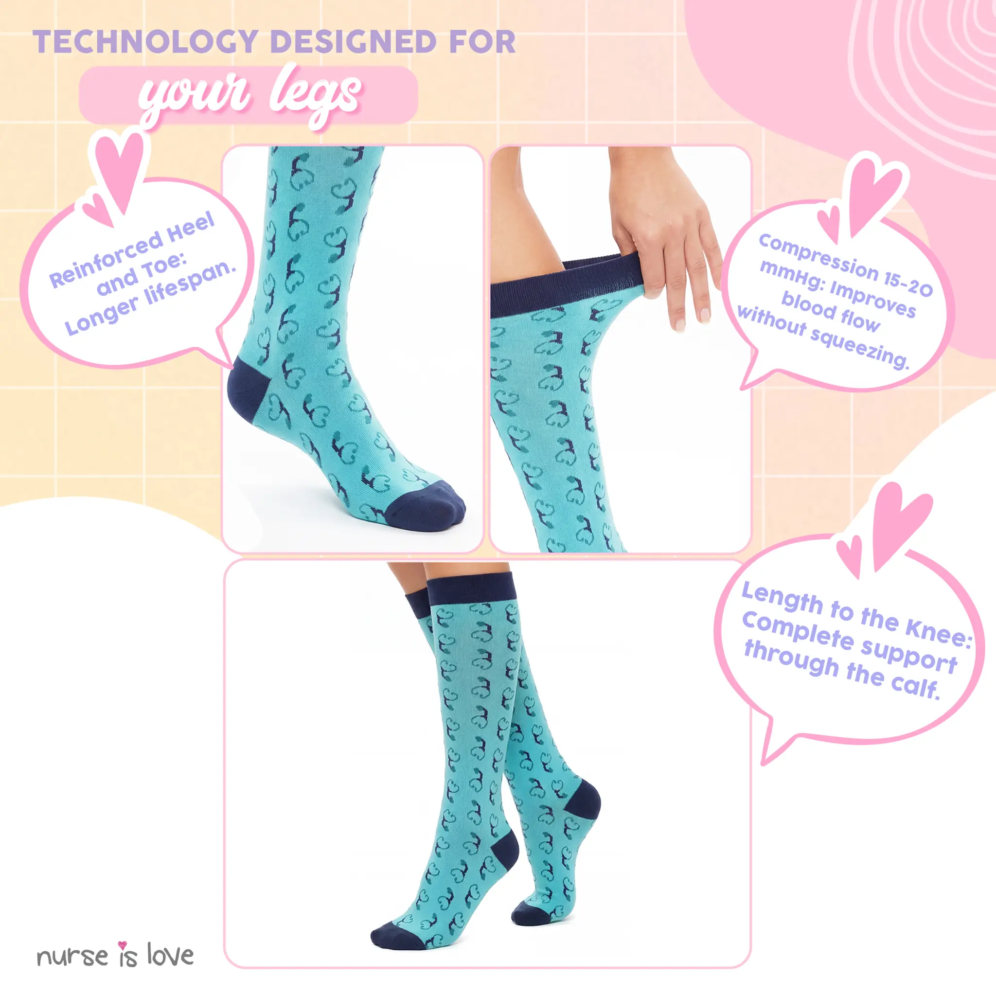 Blue Stethoscope Compression Socks