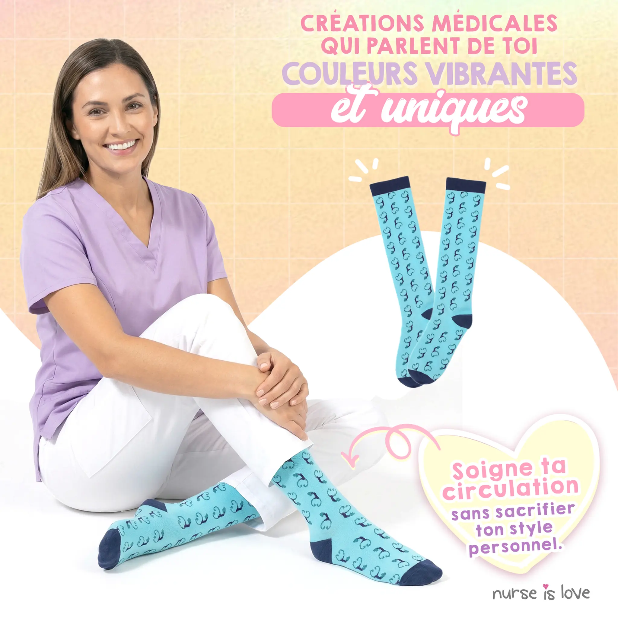 Chaussettes de compression Stéthoscope Bleu