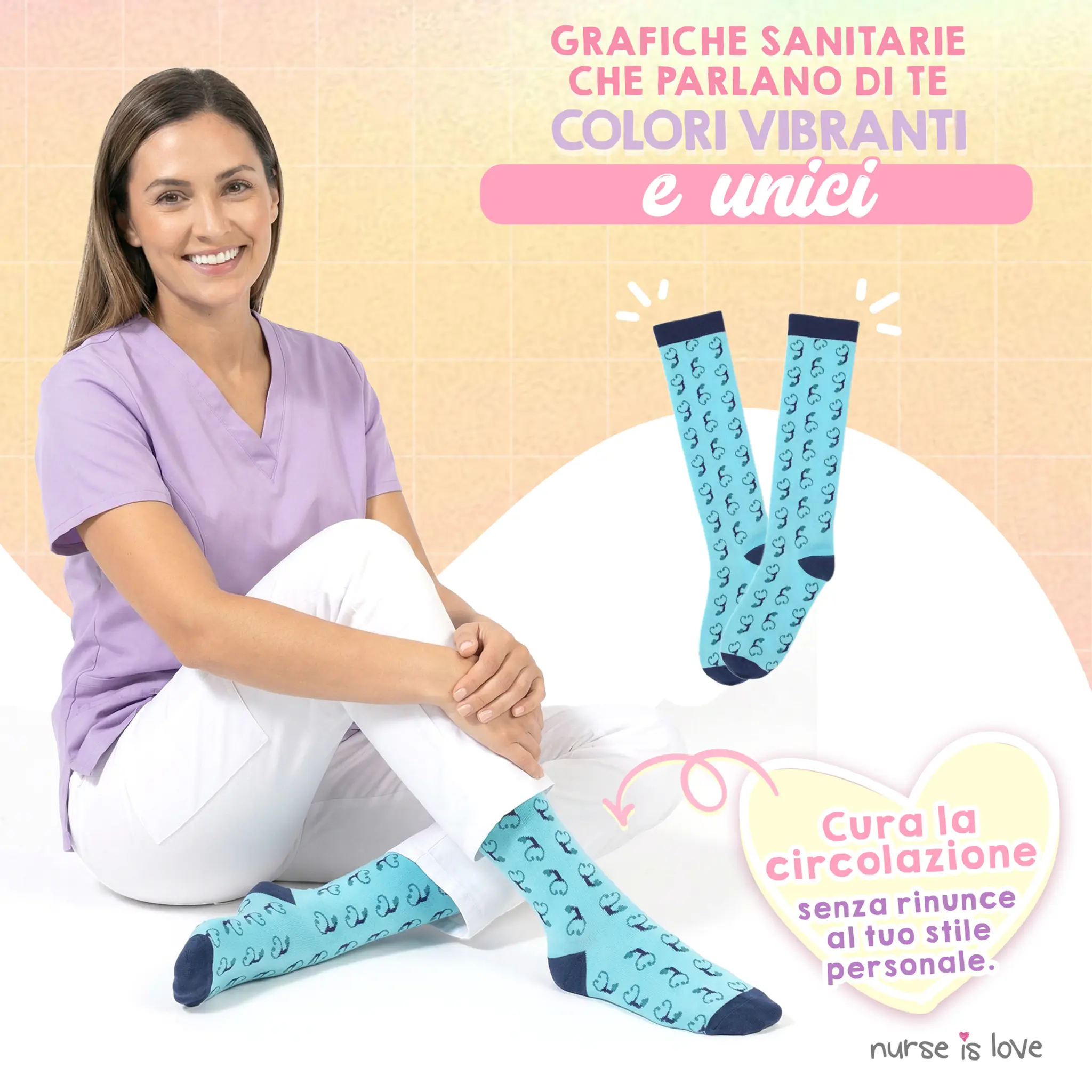 Calze a Compressione Stetoscopio Blu
