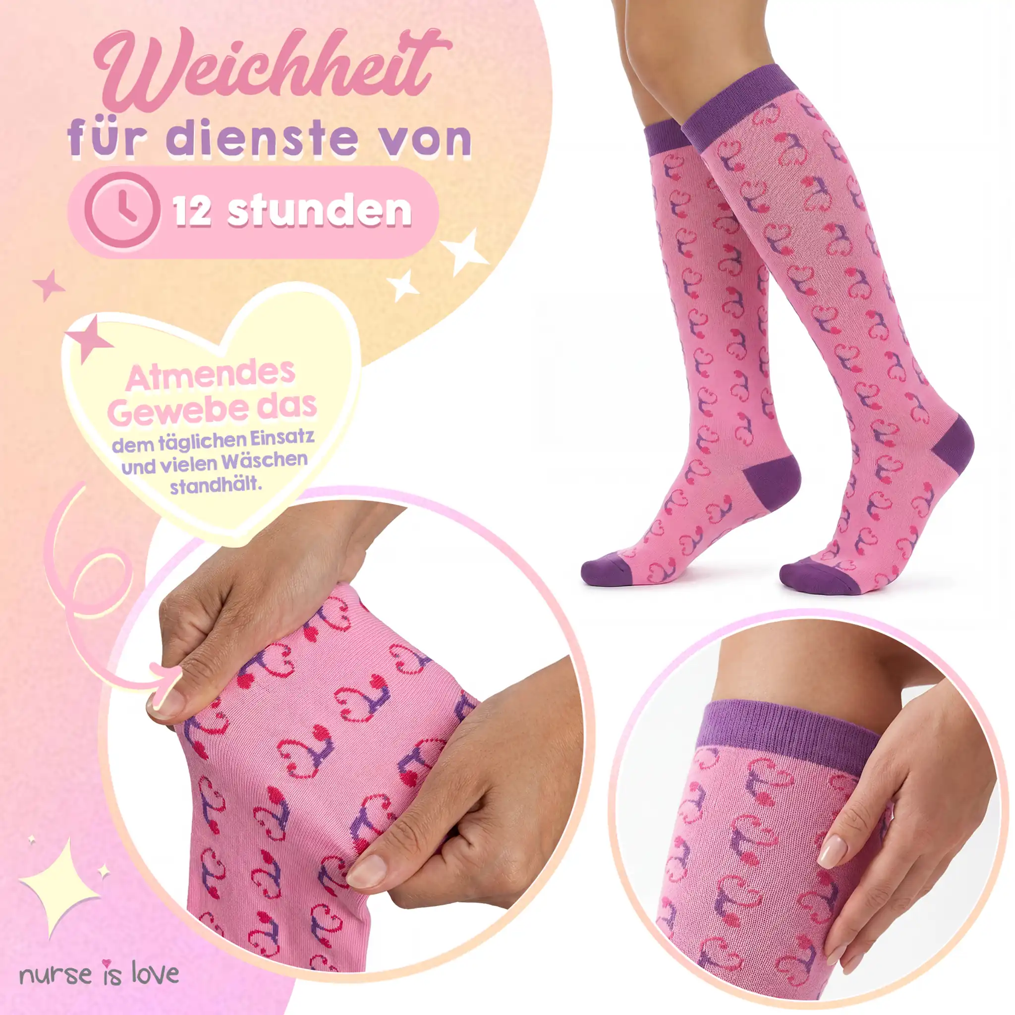 Kompressionsstrümpfe Stethoskop Lila