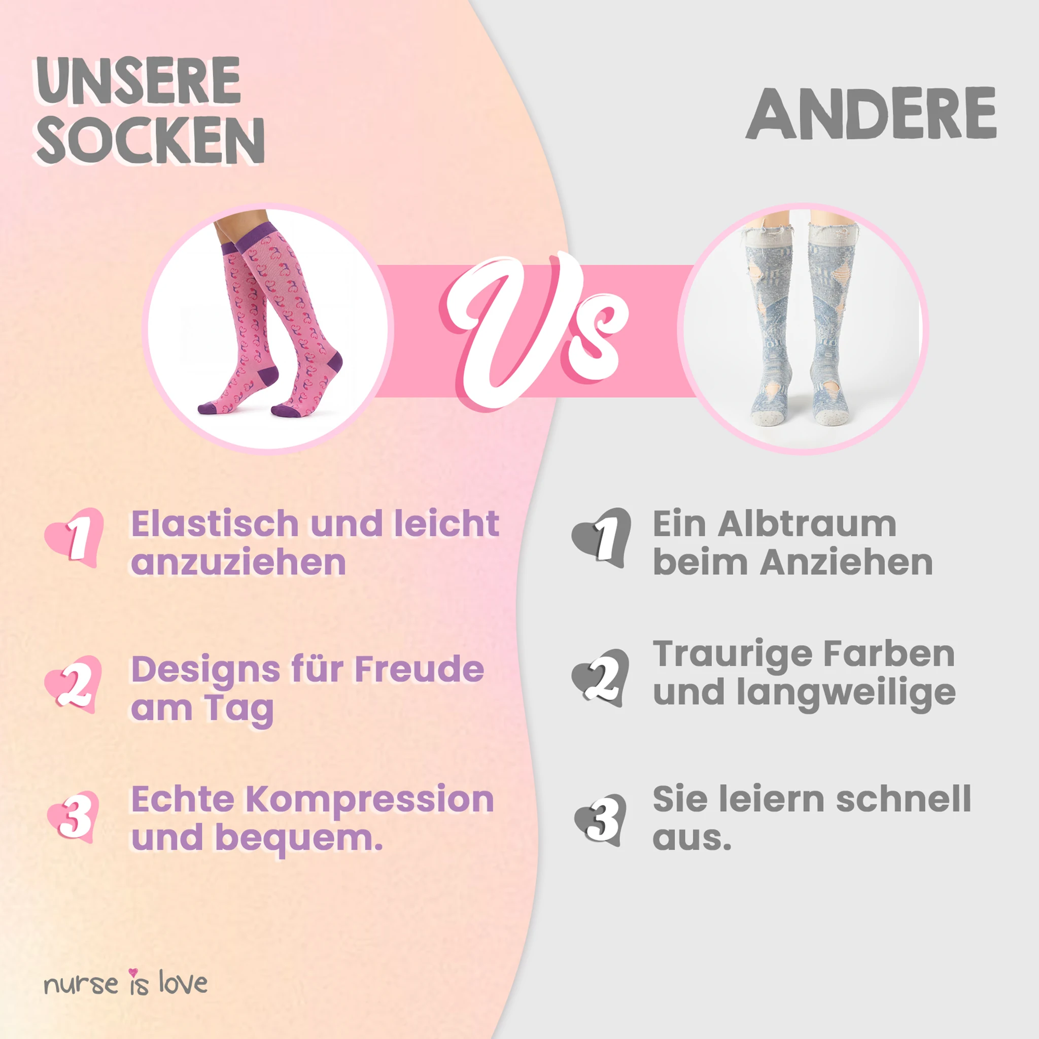 Kompressionsstrümpfe Stethoskop Lila