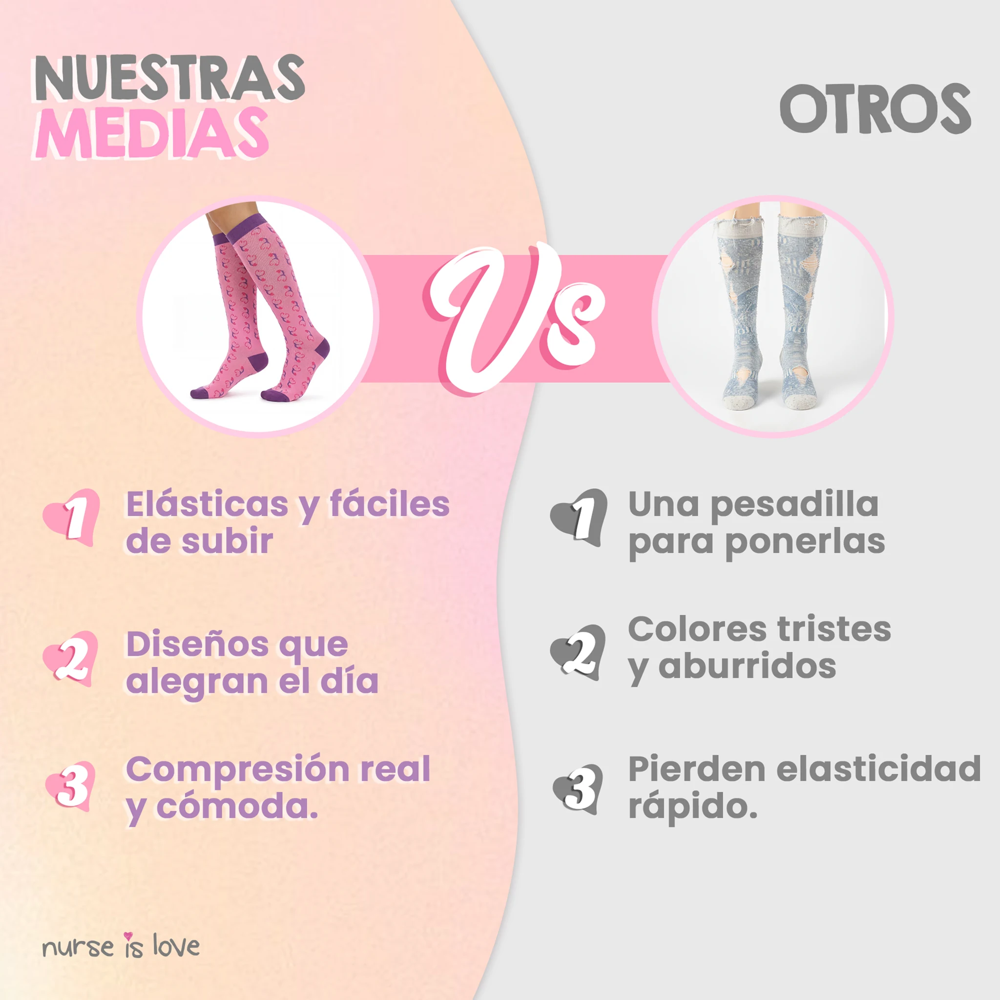 Medias de Compresión Estetoscopio Morado