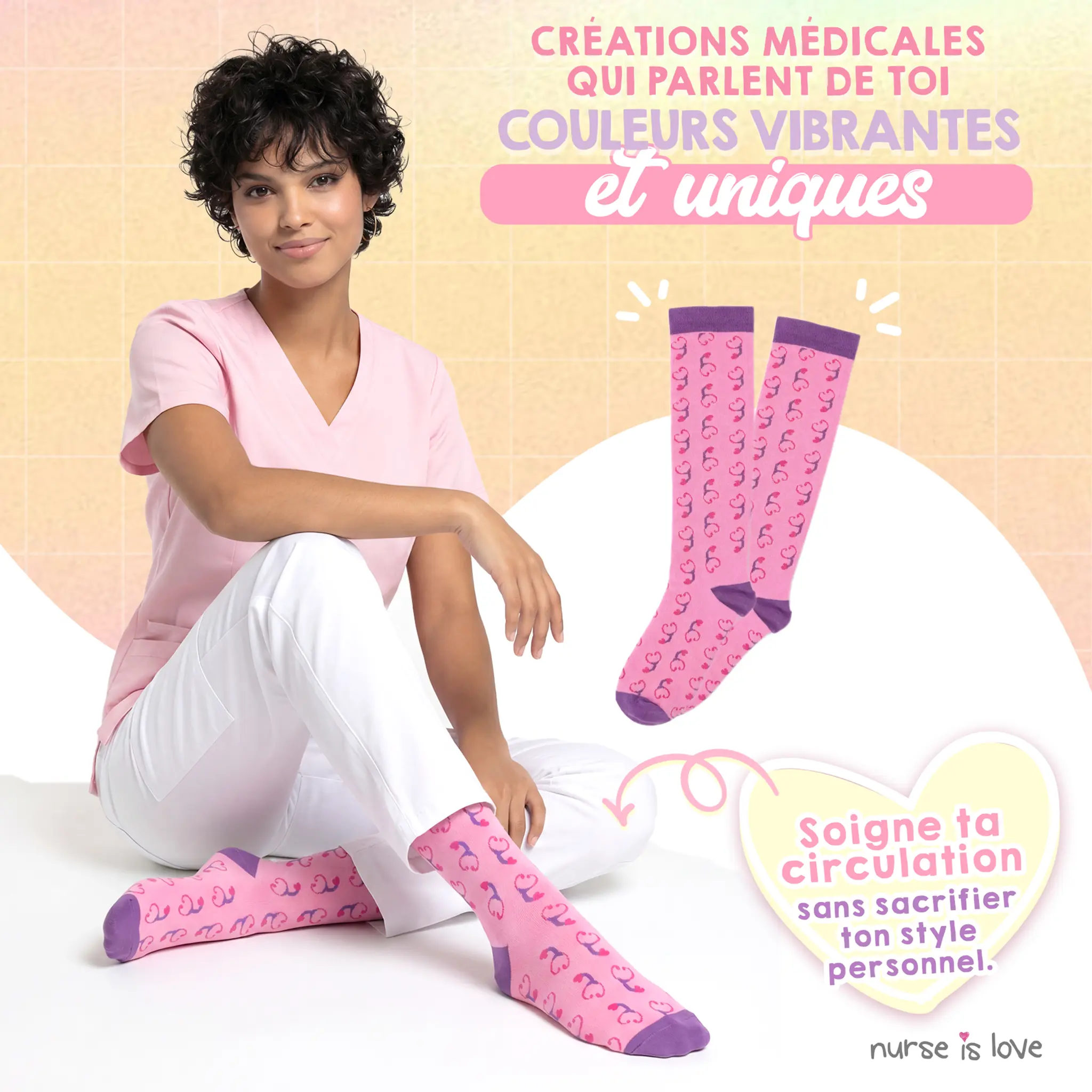Chaussettes de compression Stéthoscope Violet