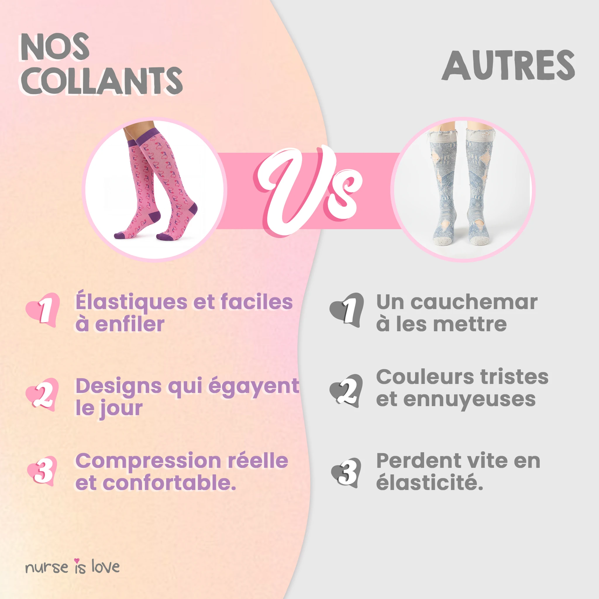 Chaussettes de compression Stéthoscope Violet