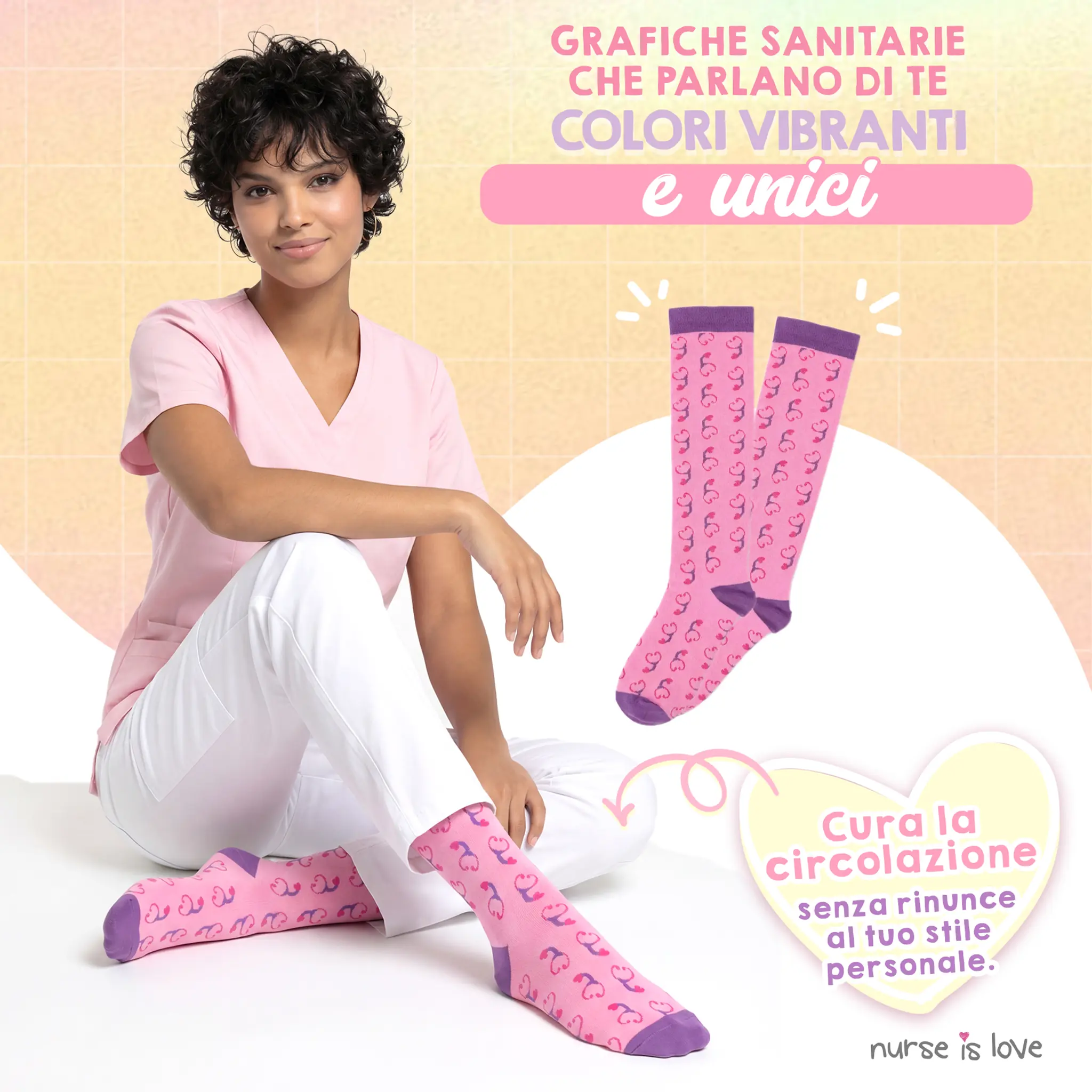 Calze a Compressione Stetoscopio Viola
