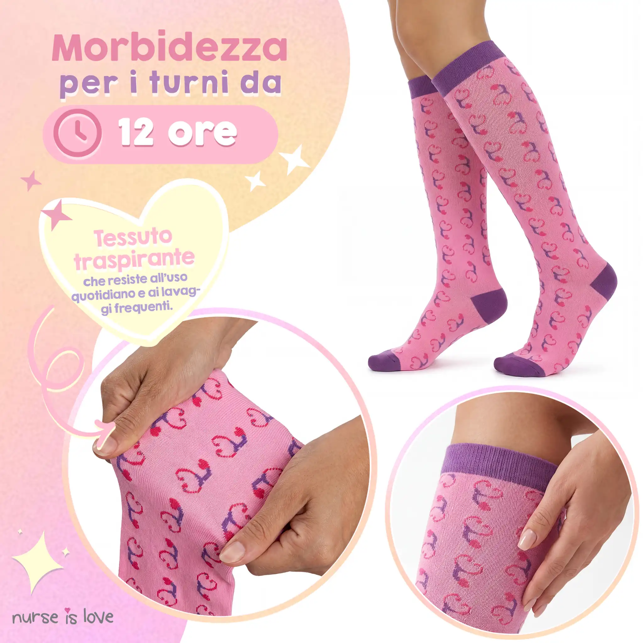Calze a Compressione Stetoscopio Viola