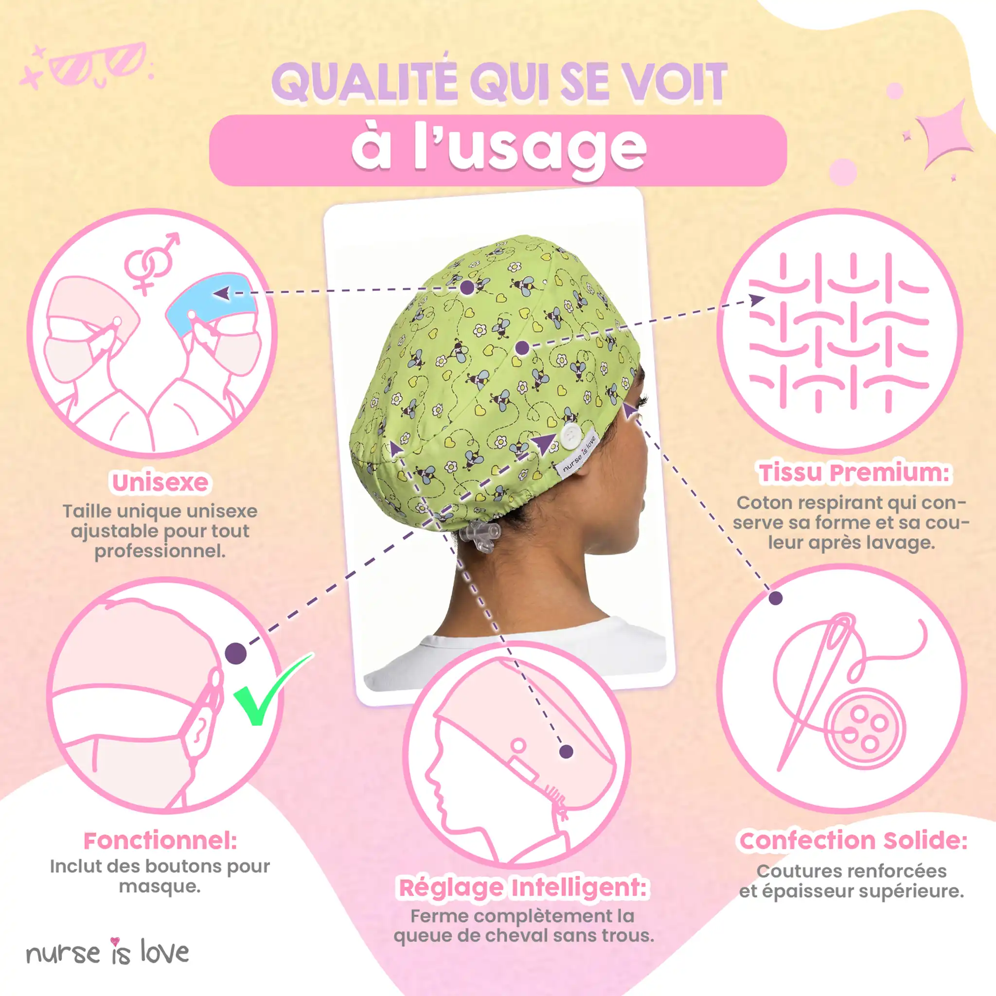 Calot abeilles pour infirmières