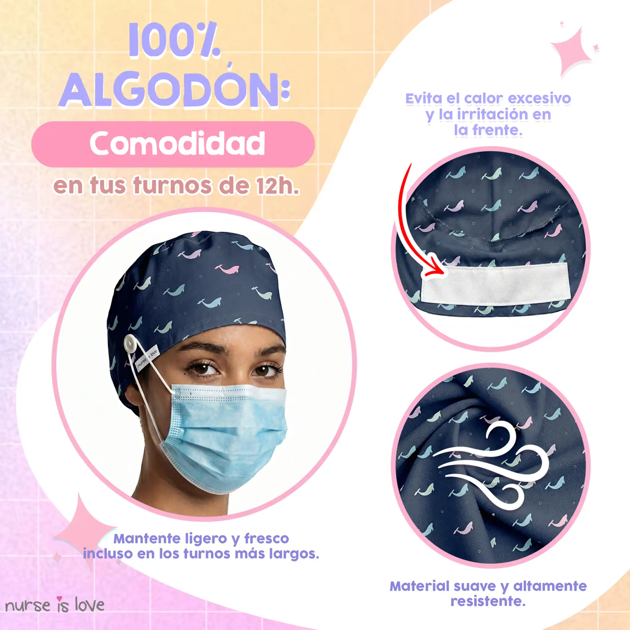 Gorro Ballenas para Enfermeras