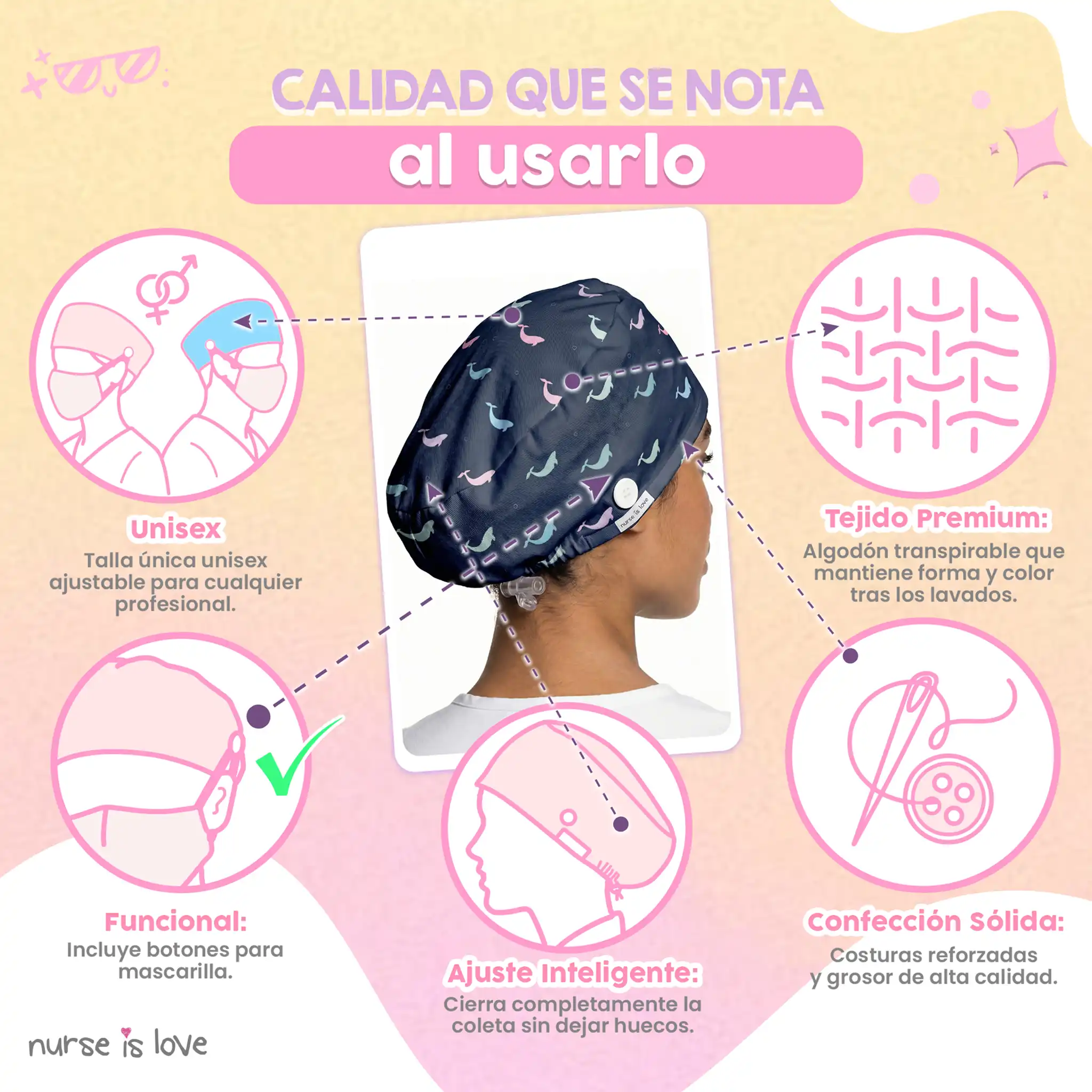 Gorro Ballenas para Enfermeras