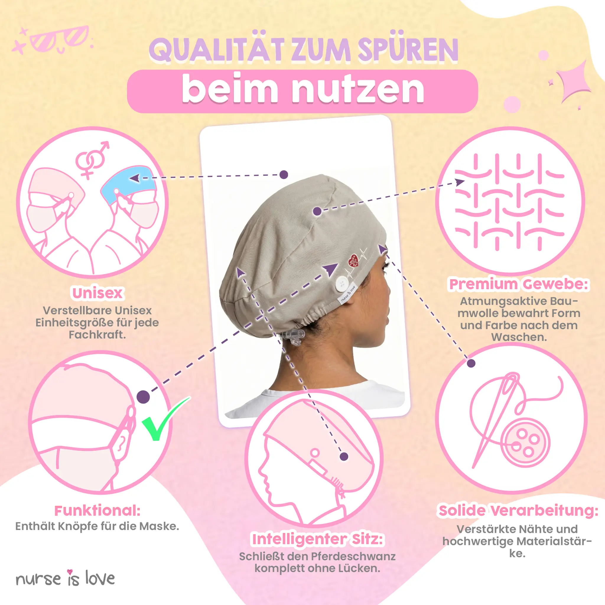 Beige Schwesternhaube