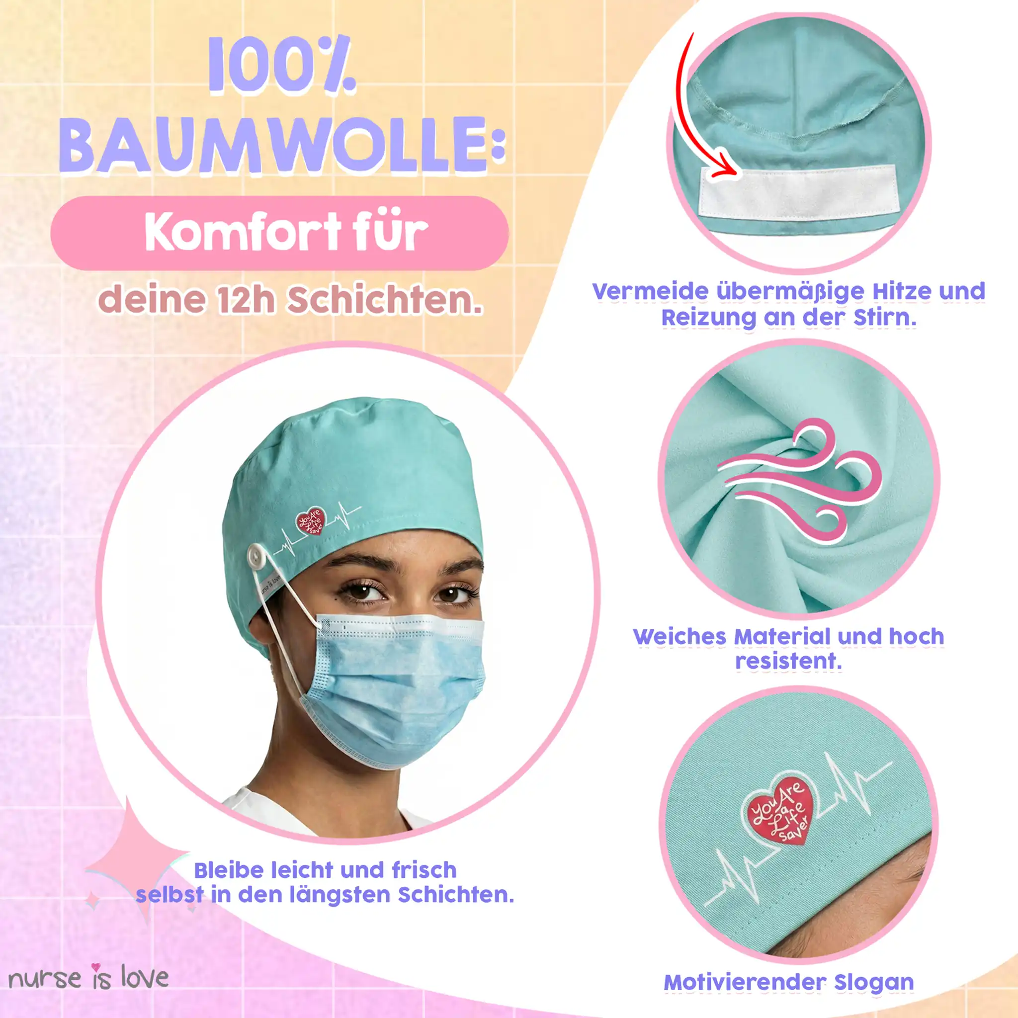 Hellblaue Schwesternhaube