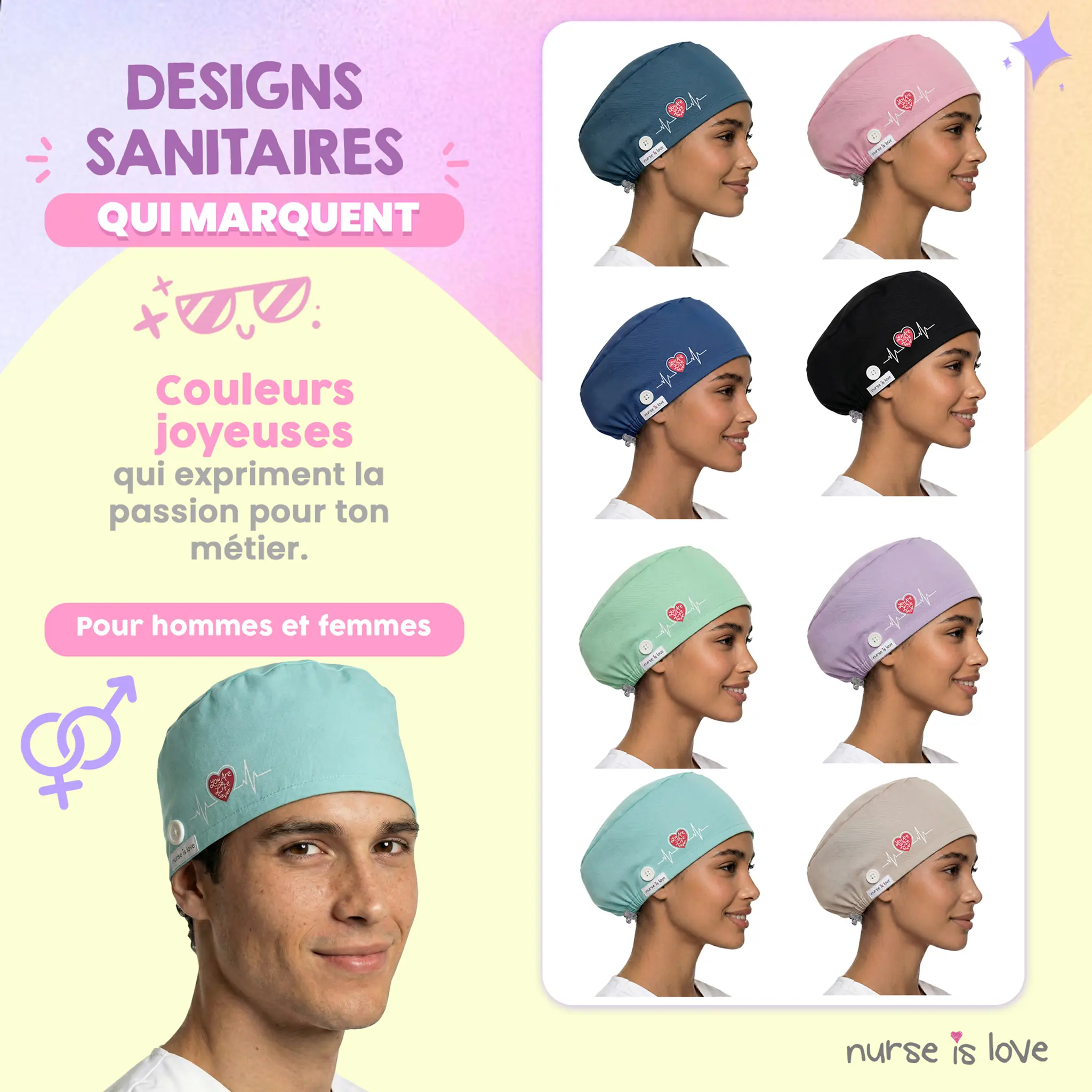 Calot bleu clair pour infirmières