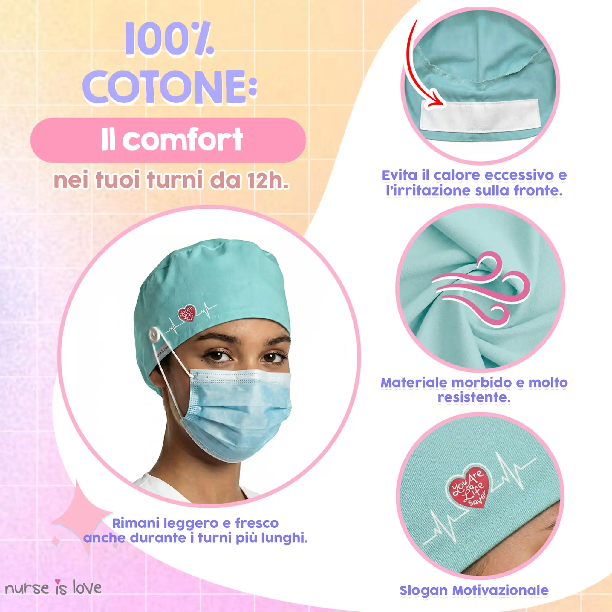 Cappello Azzurro Chiaro per Infermiere 
