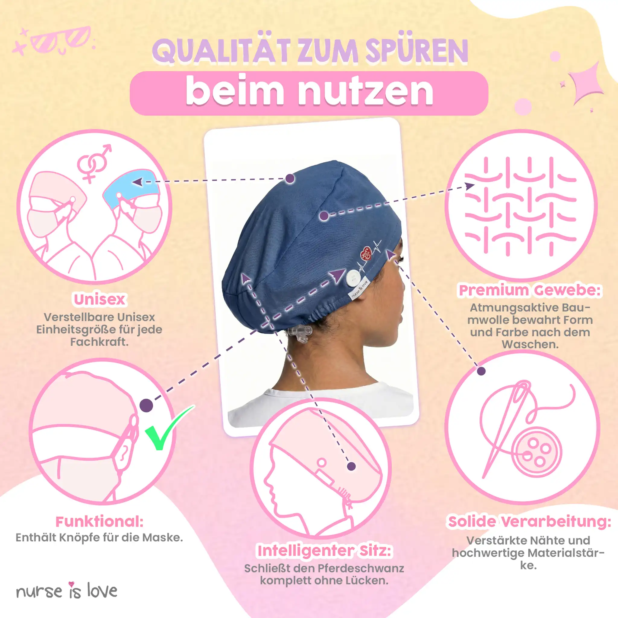 Marineblaue Mütze für Krankenschwestern