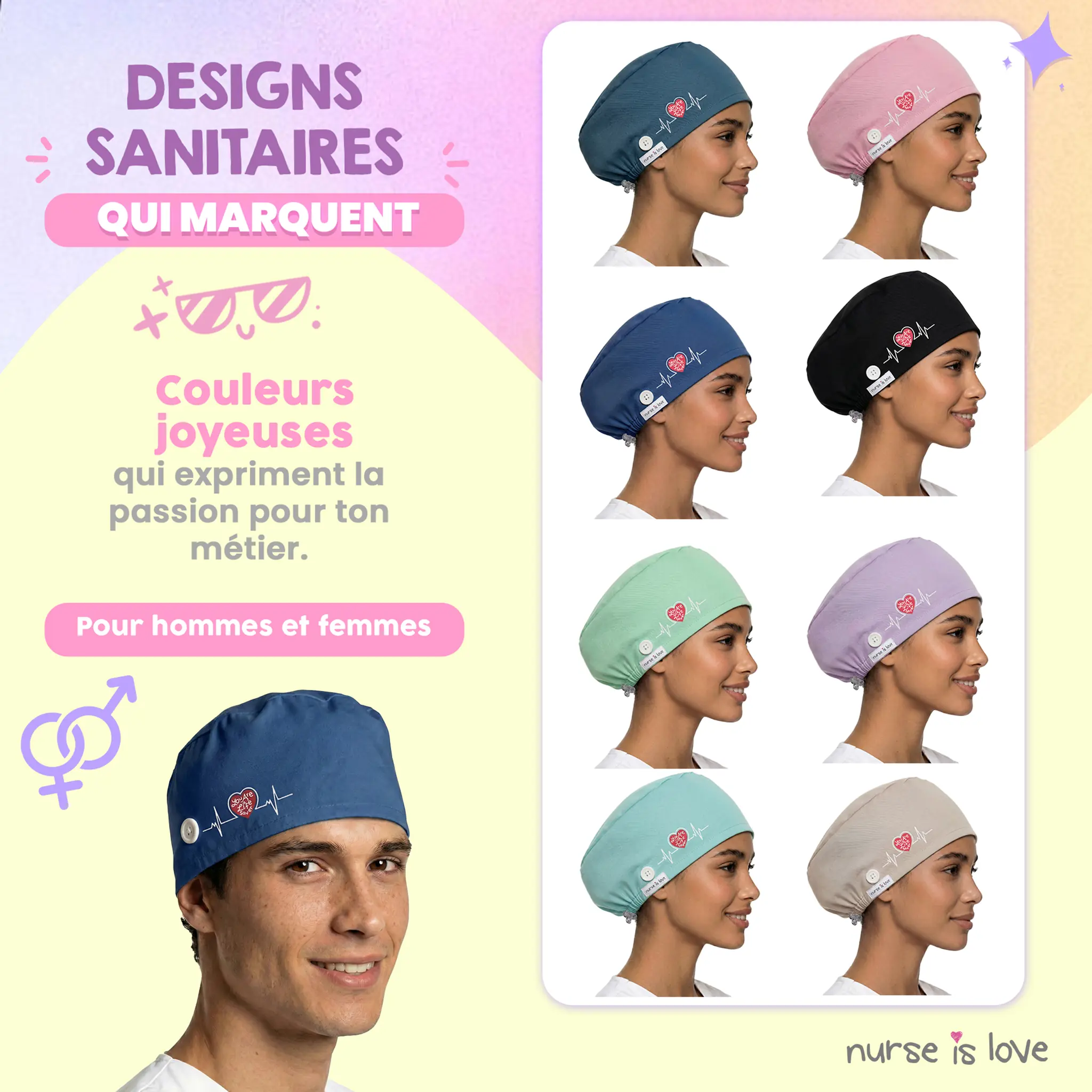 Calot bleu marine pour infirmières