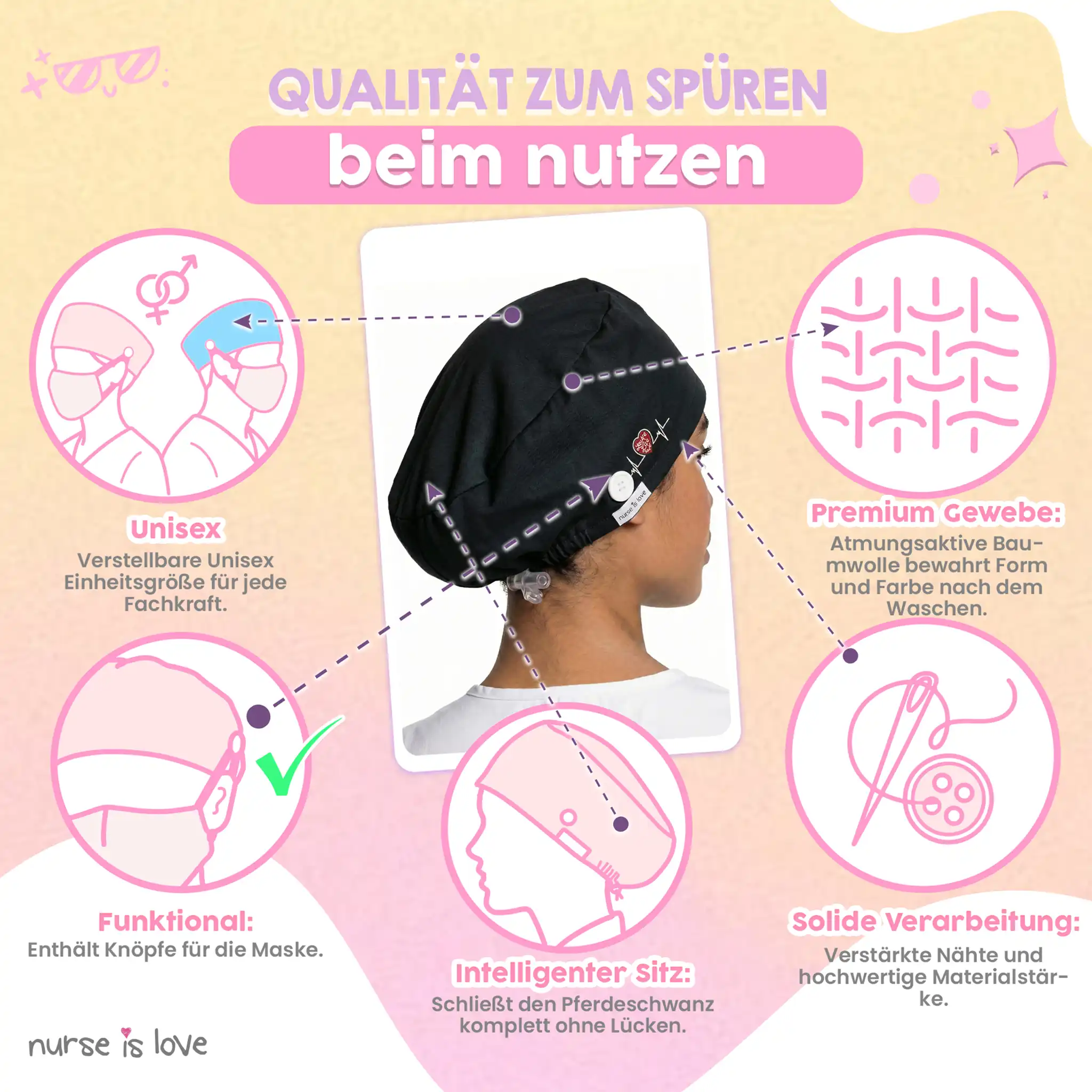 Schwarze Haube für Krankenschwestern