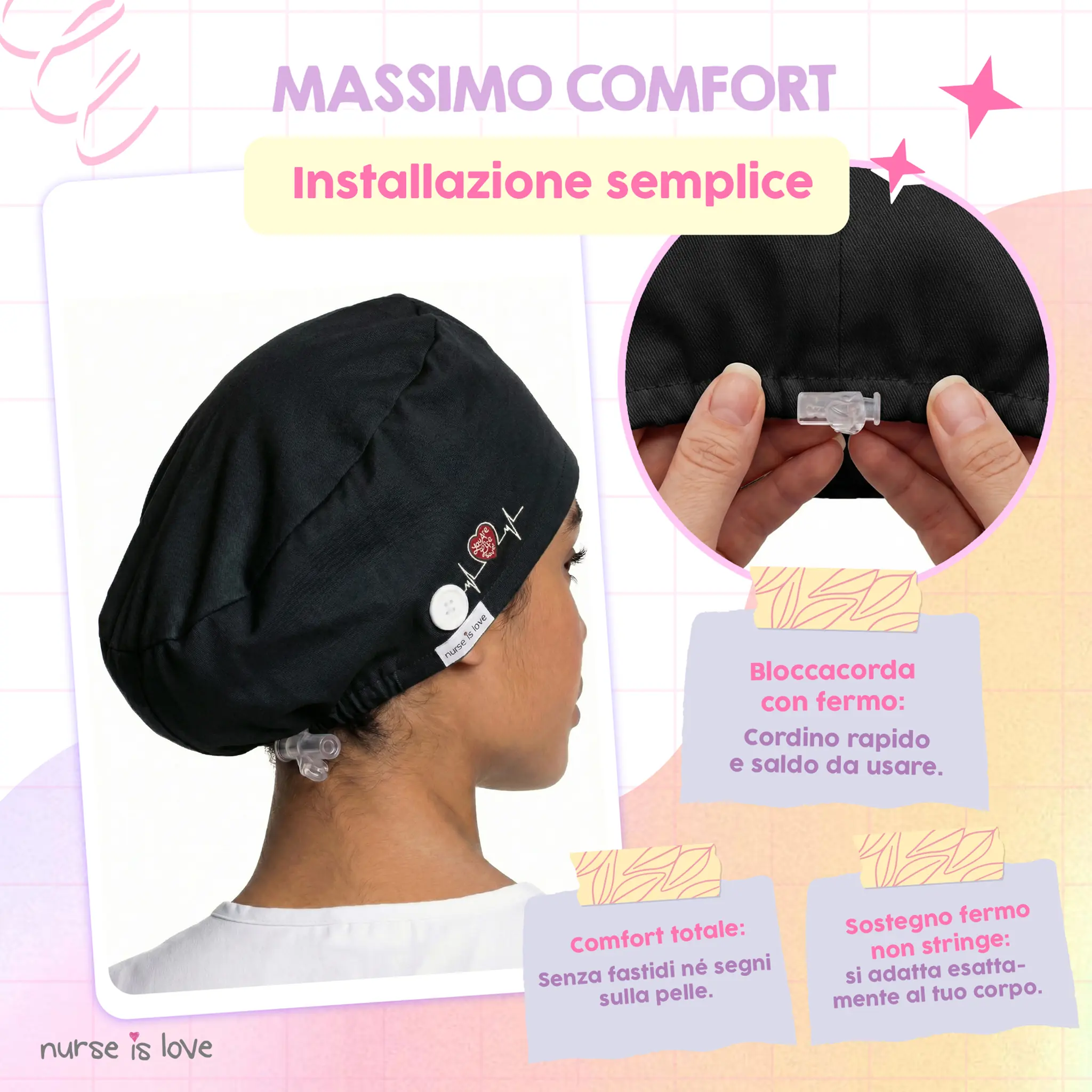 Cappello Nero per Infermiere 
