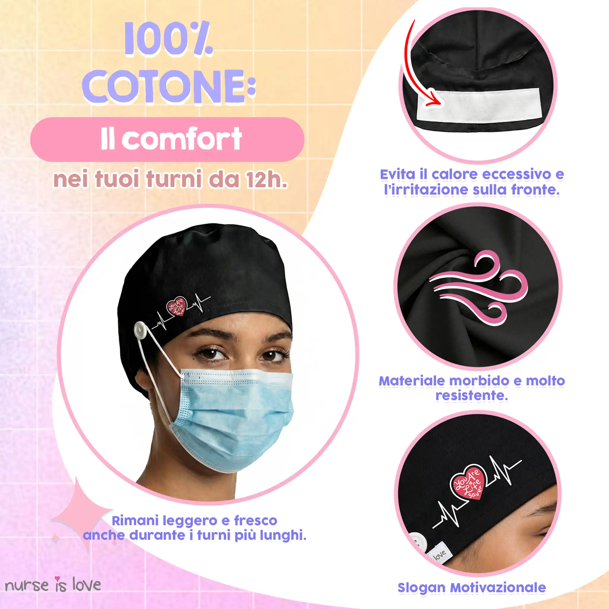 Cappello Nero per Infermiere 