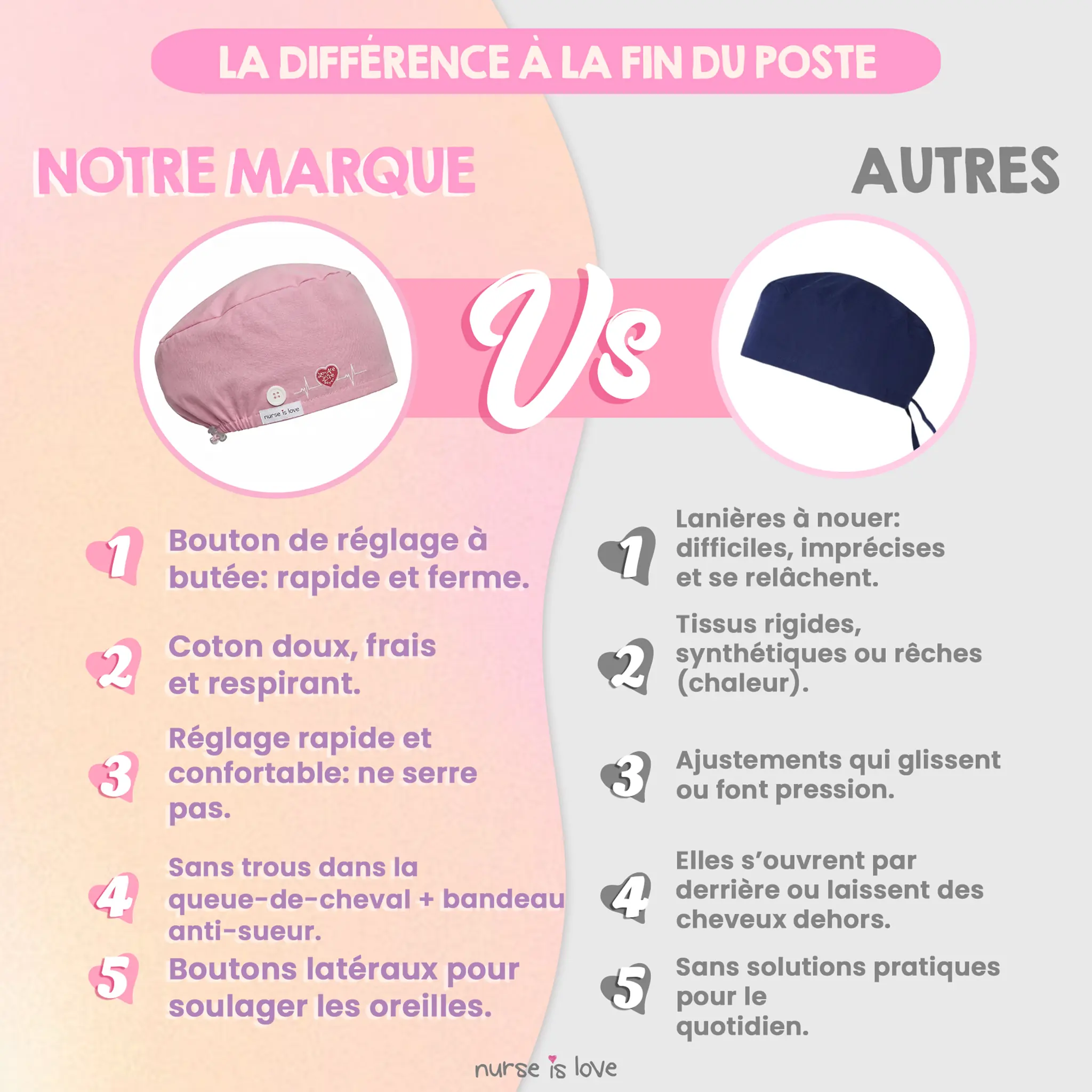 Calot rose pour infirmières