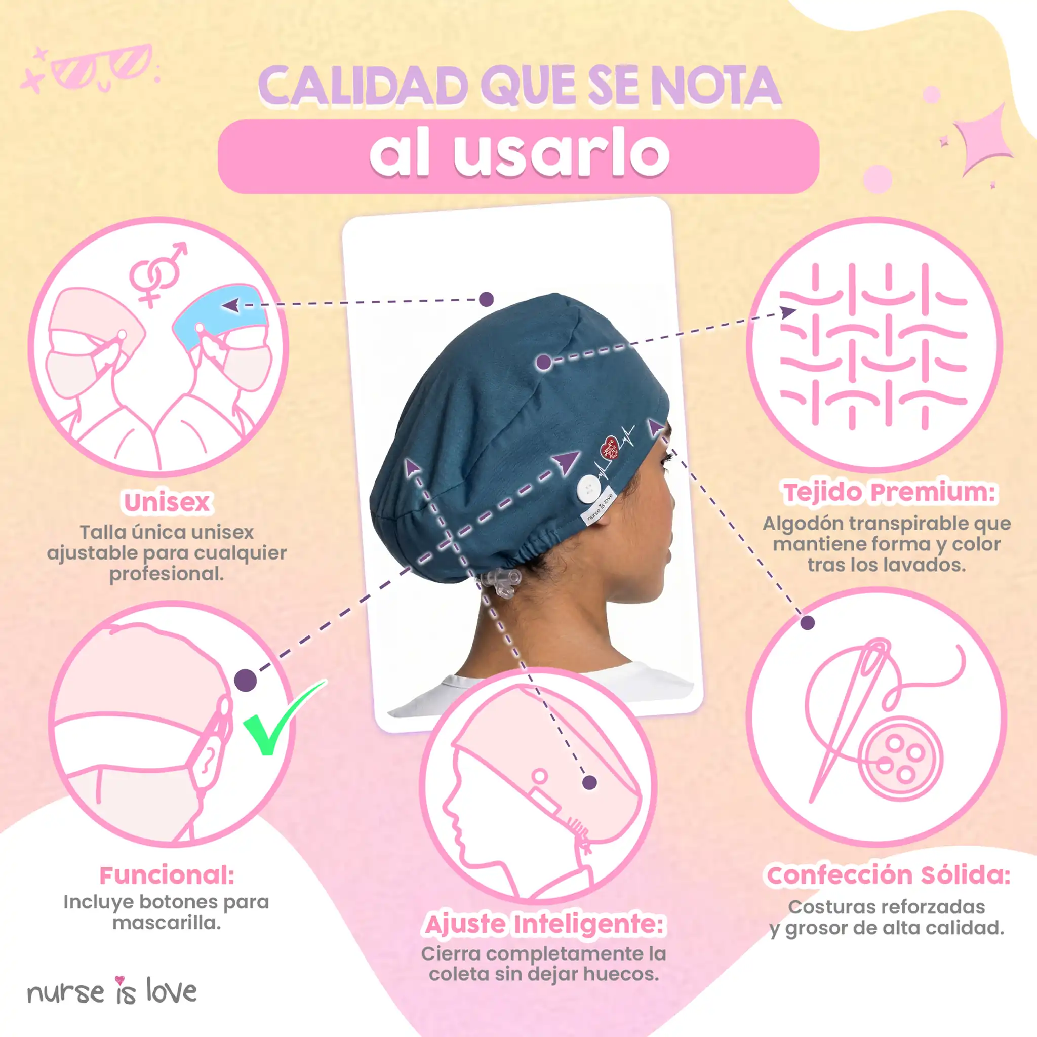  Gorro Verde Escuro para Enfermeiras 