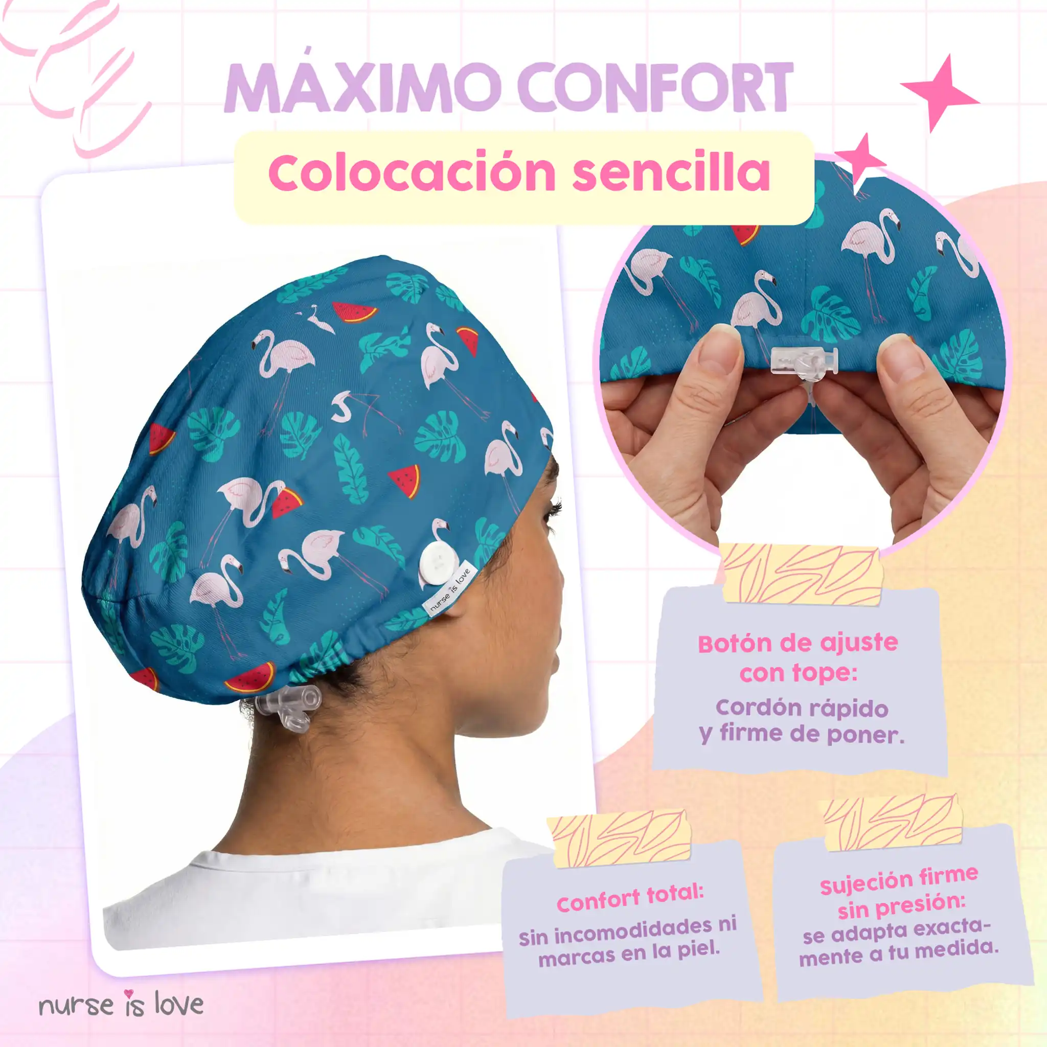 Gorro Flamingos para Enfermeiras