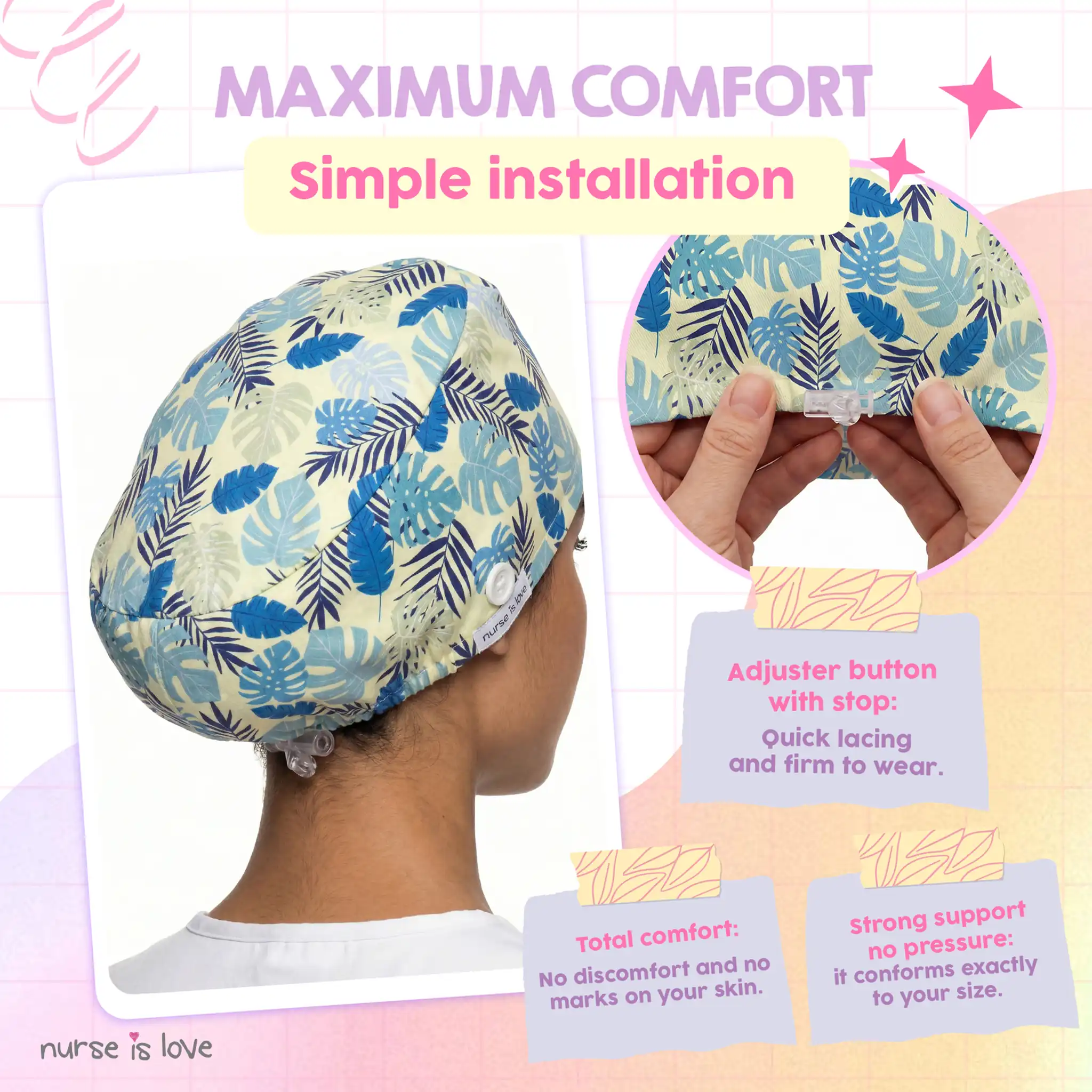 Blue Leaf Cap for Nurses