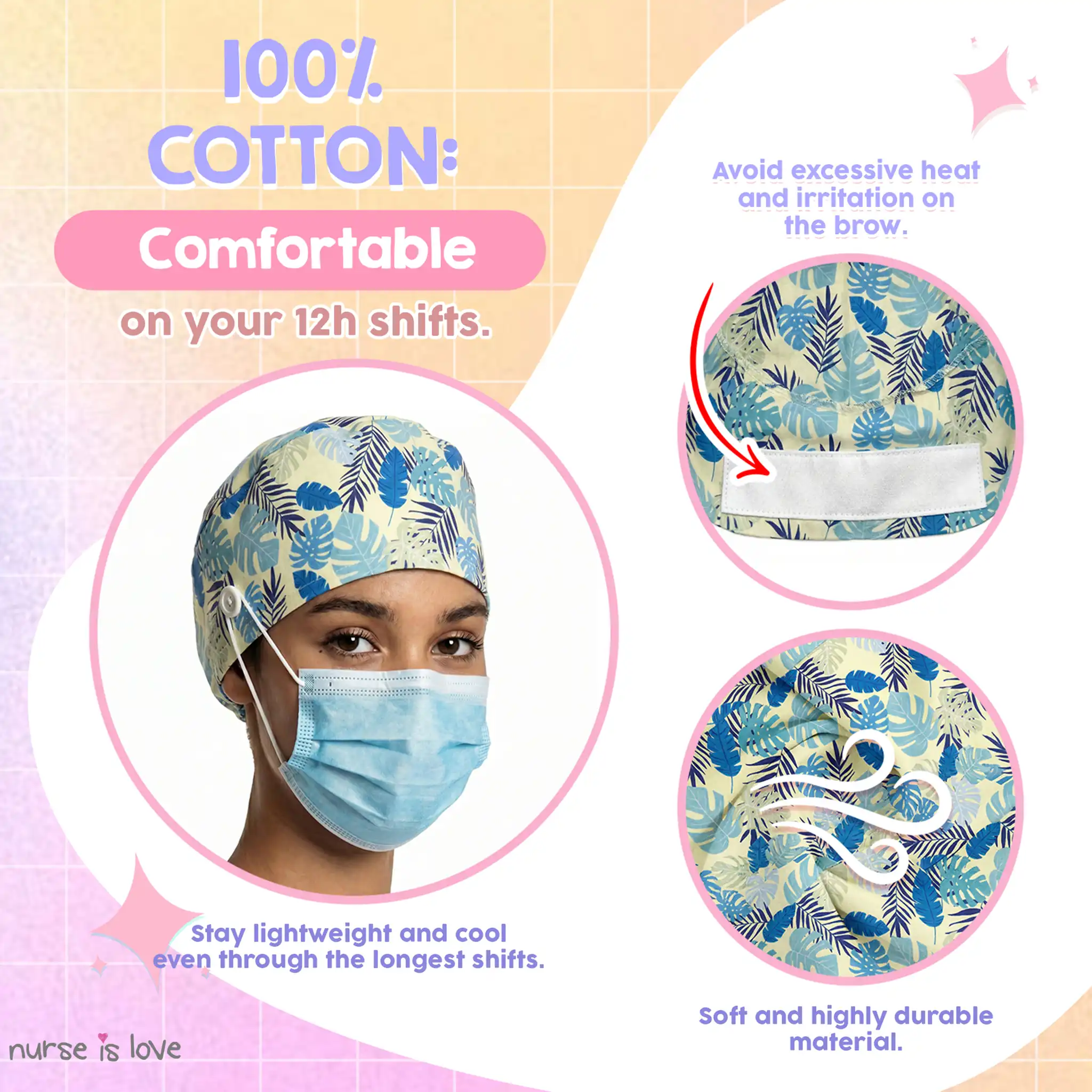 Blue Leaf Cap for Nurses