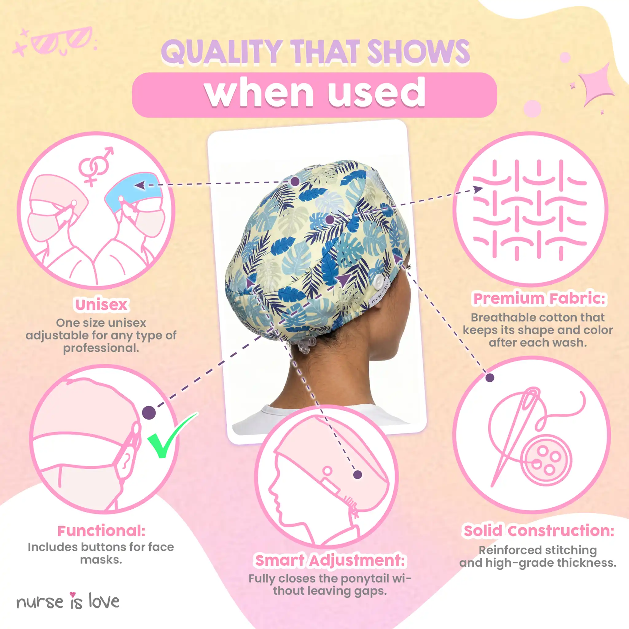 Blue Leaf Cap for Nurses