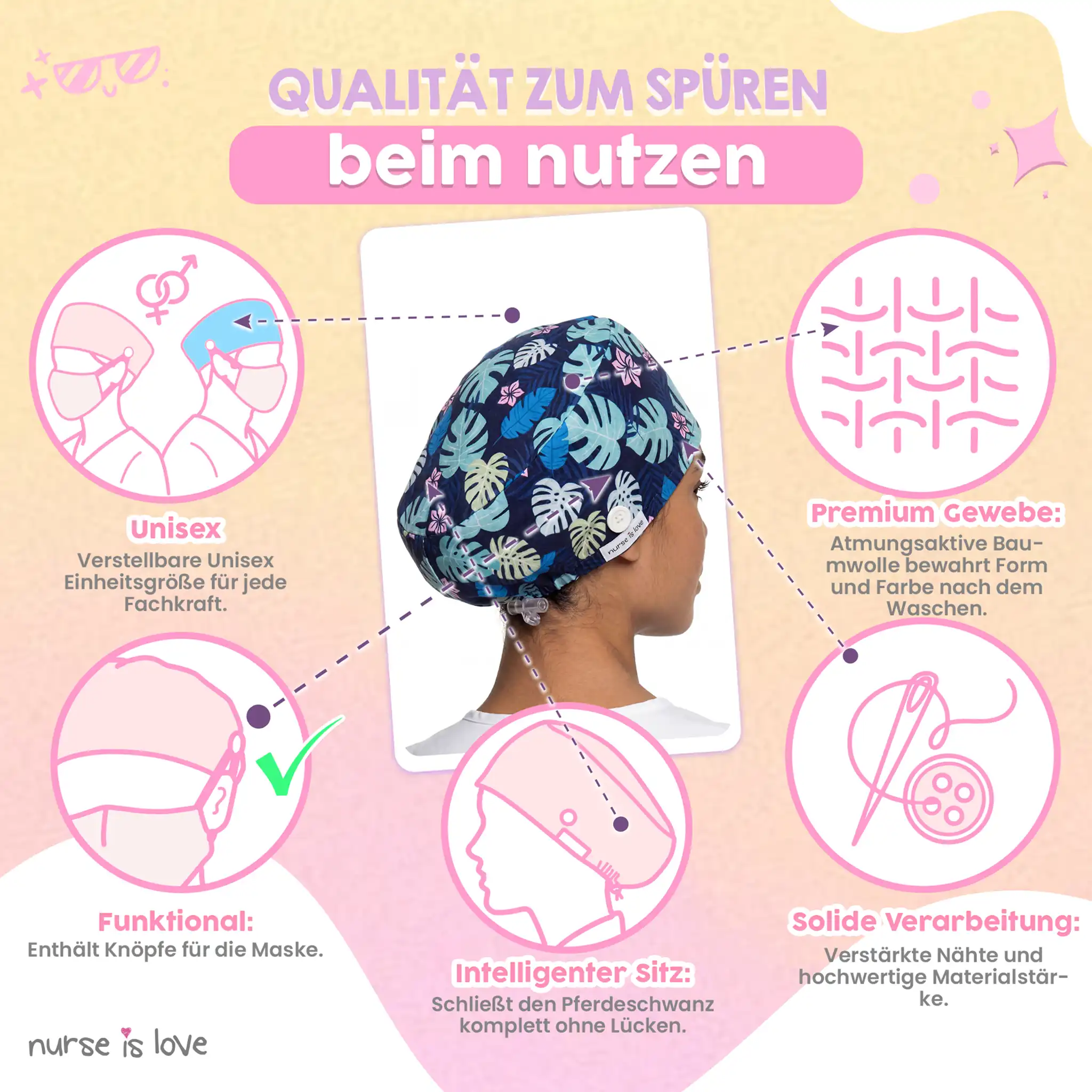 Marineblauer Blätterhut für Krankenschwestern