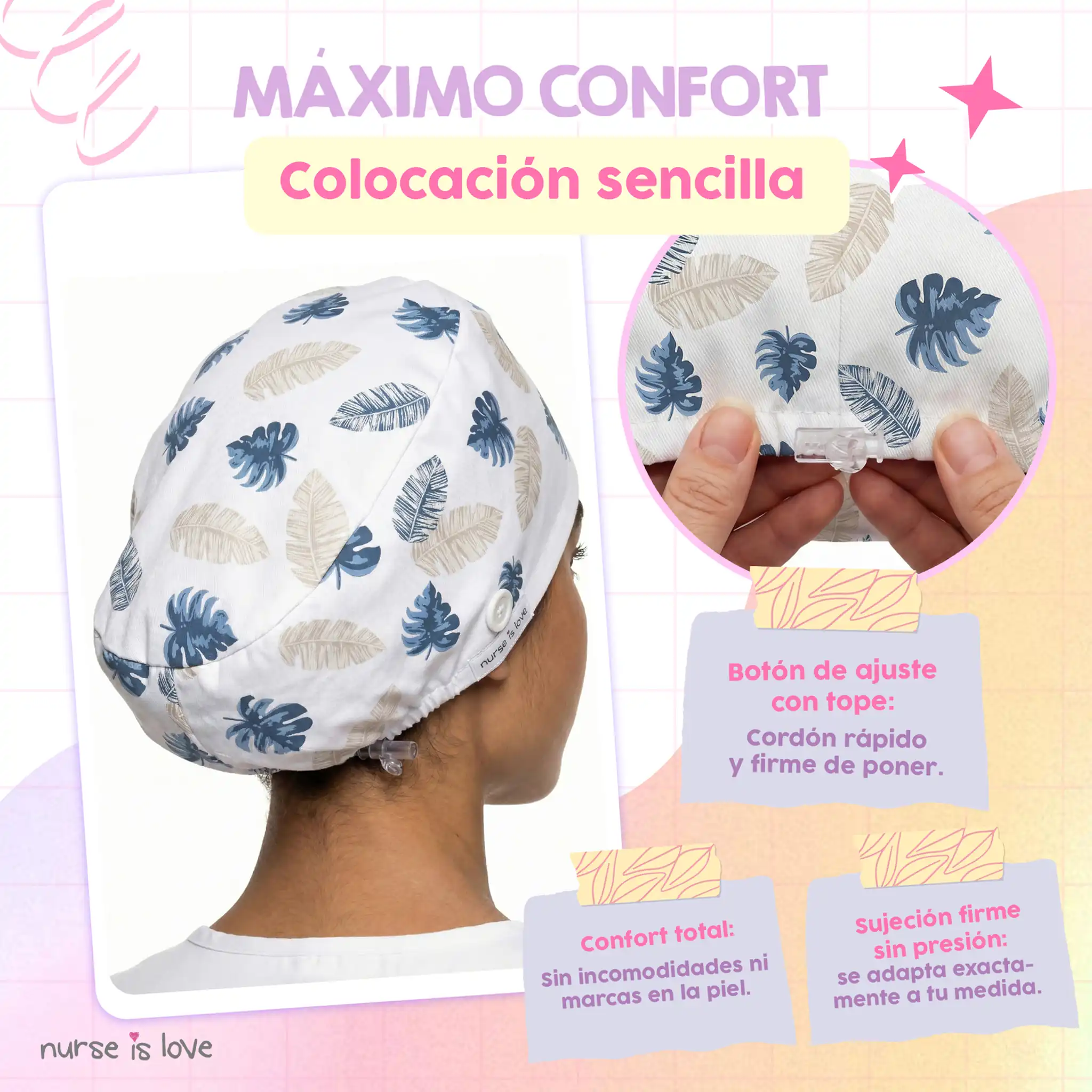 Gorro Folhas Pérola para Enfermeiras