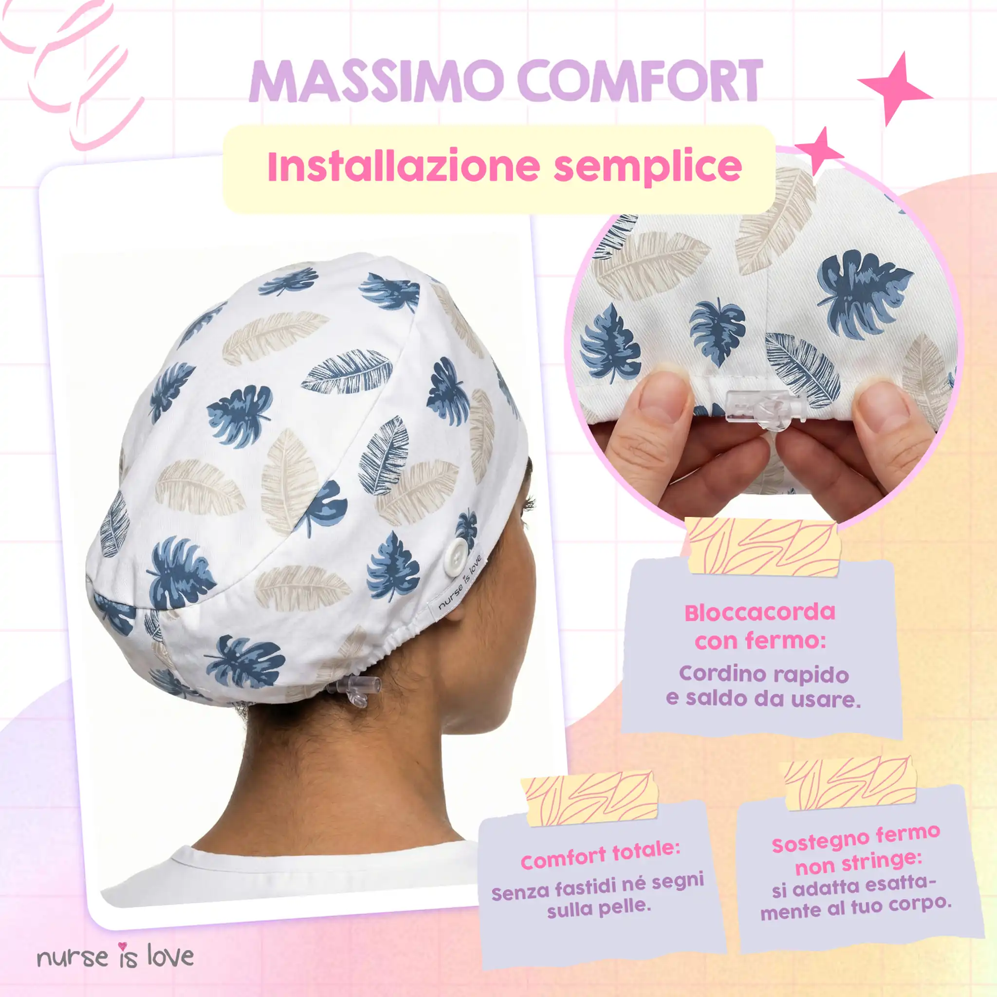 Cappello Foglie Perla per Infermiere