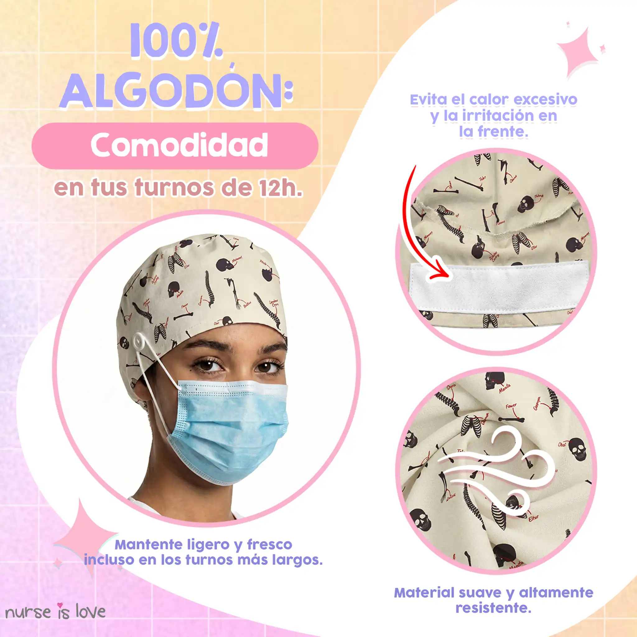  Gorro Ossos para Enfermeiras 