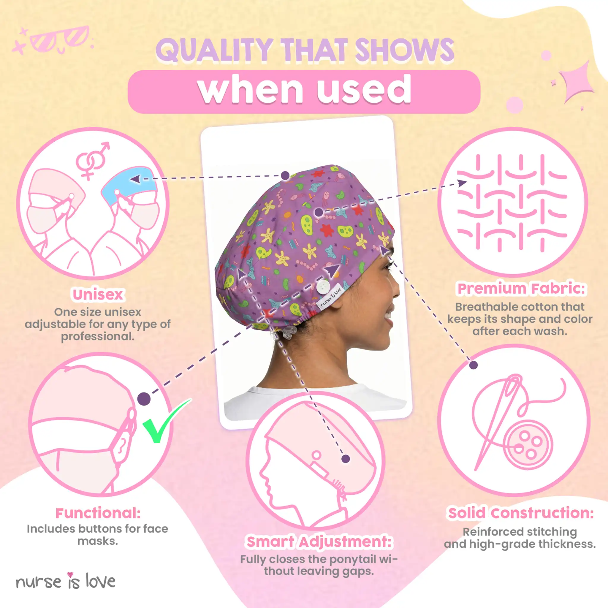 Gorro Microrganismos para Enfermeiras 