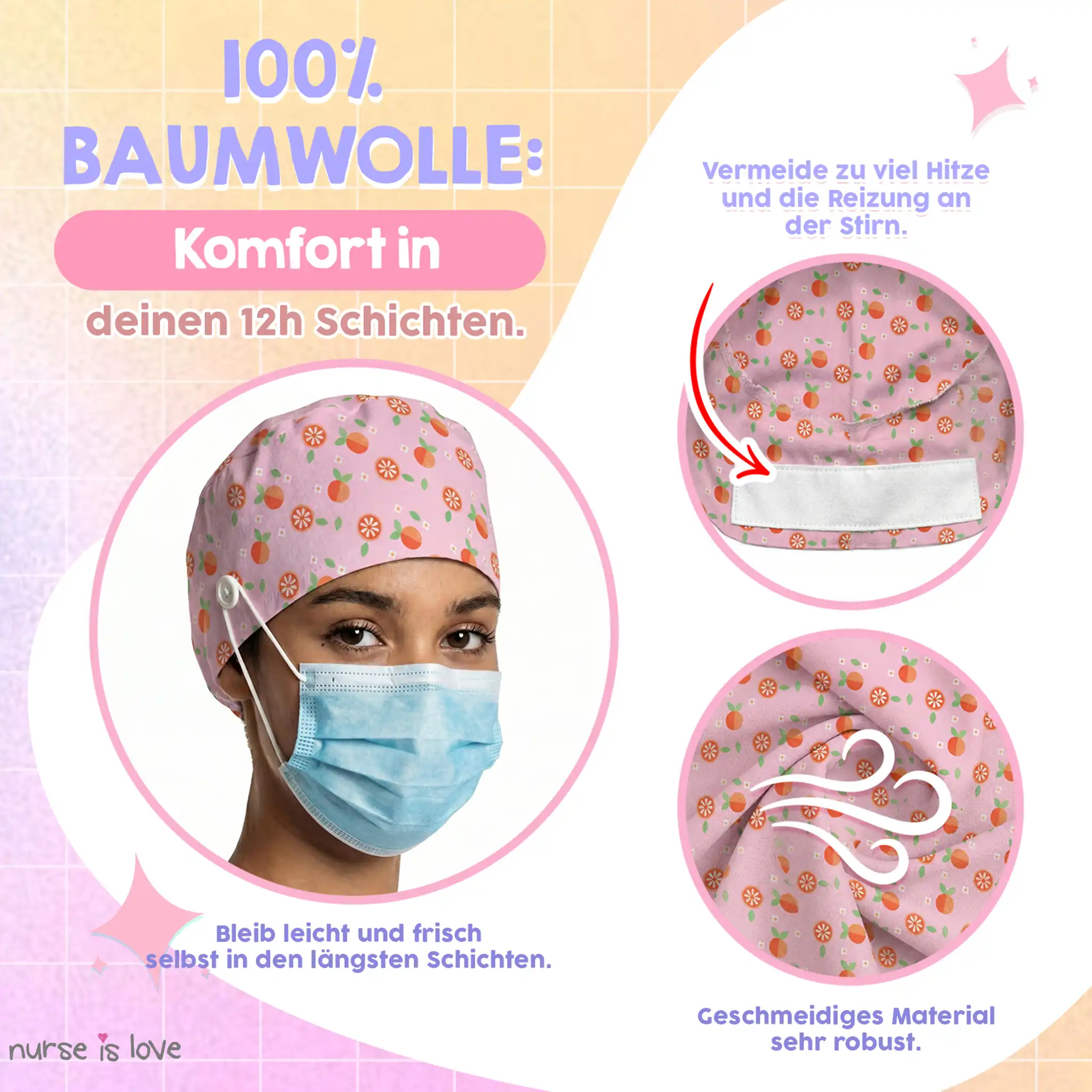 Orangefarbene Hauben für Krankenschwestern