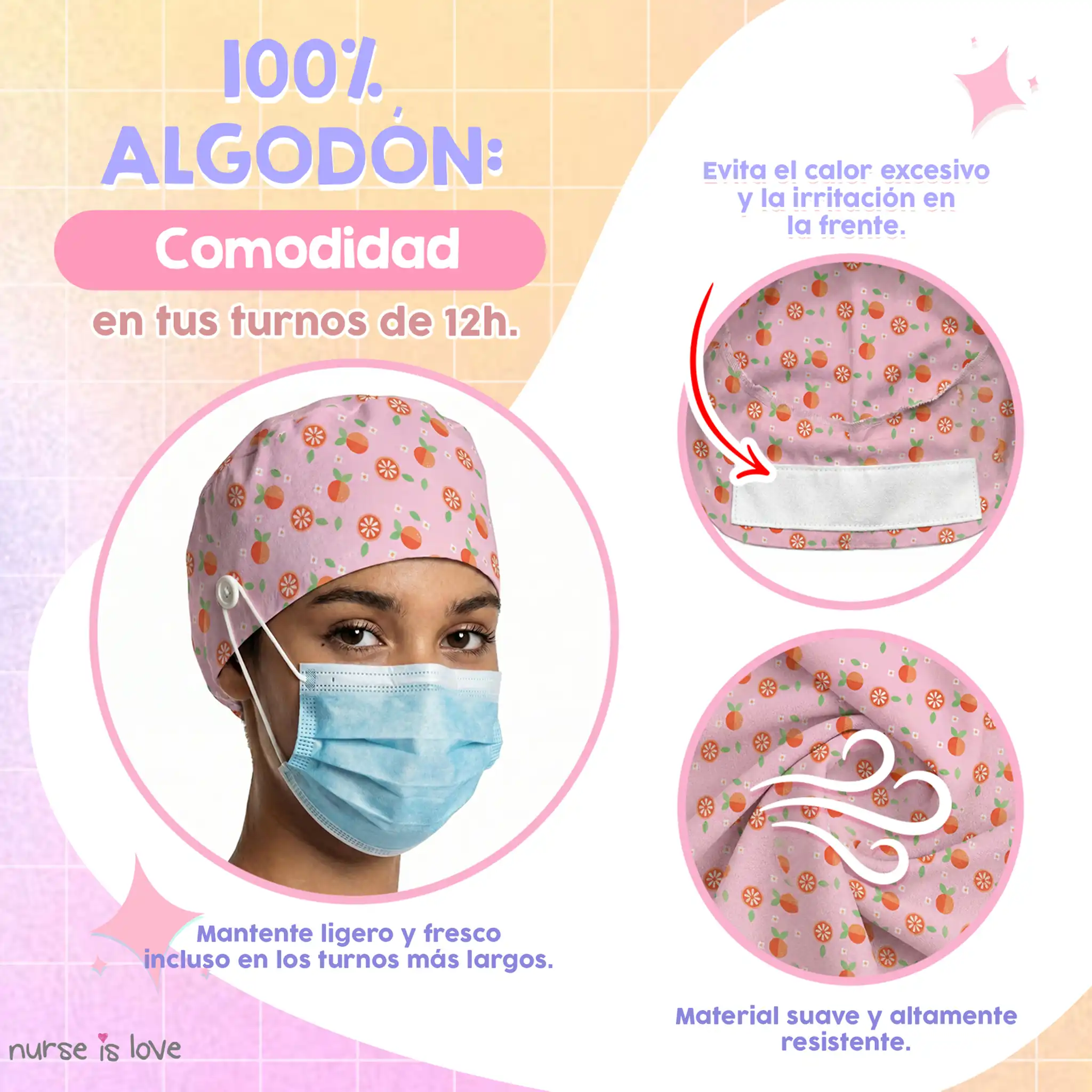 Gorro Naranjas para Enfermeras