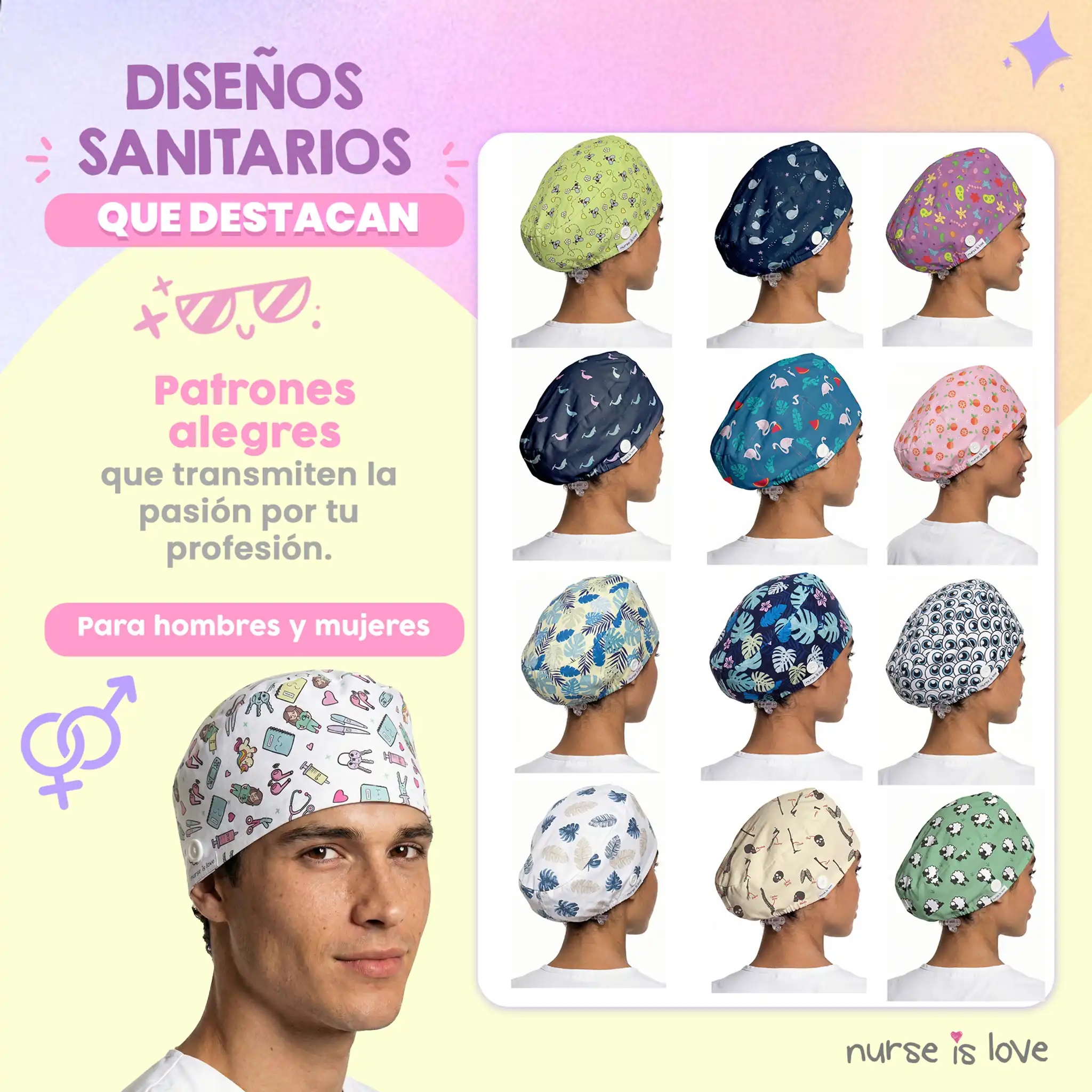 Gorro Unicornios para Enfermeras