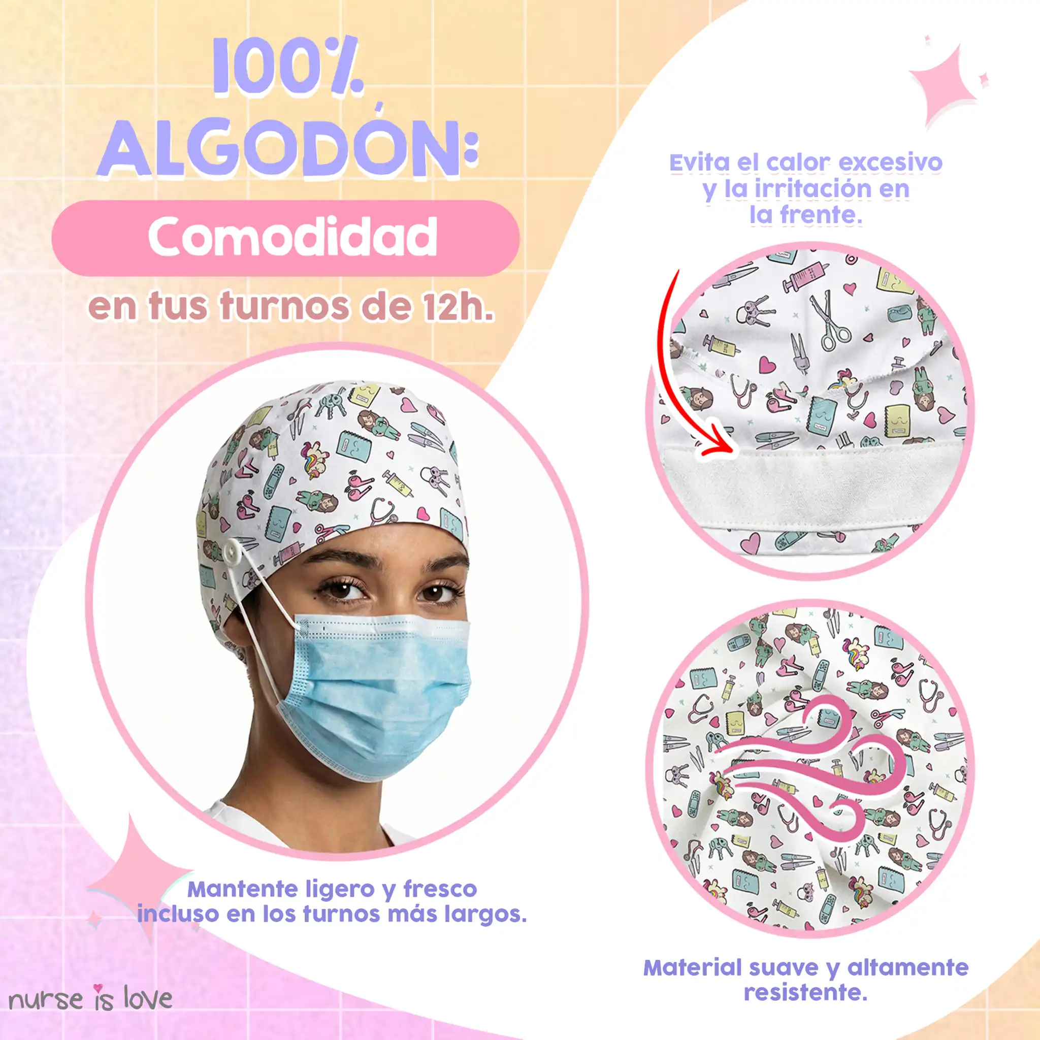 Gorro Unicornios para Enfermeras