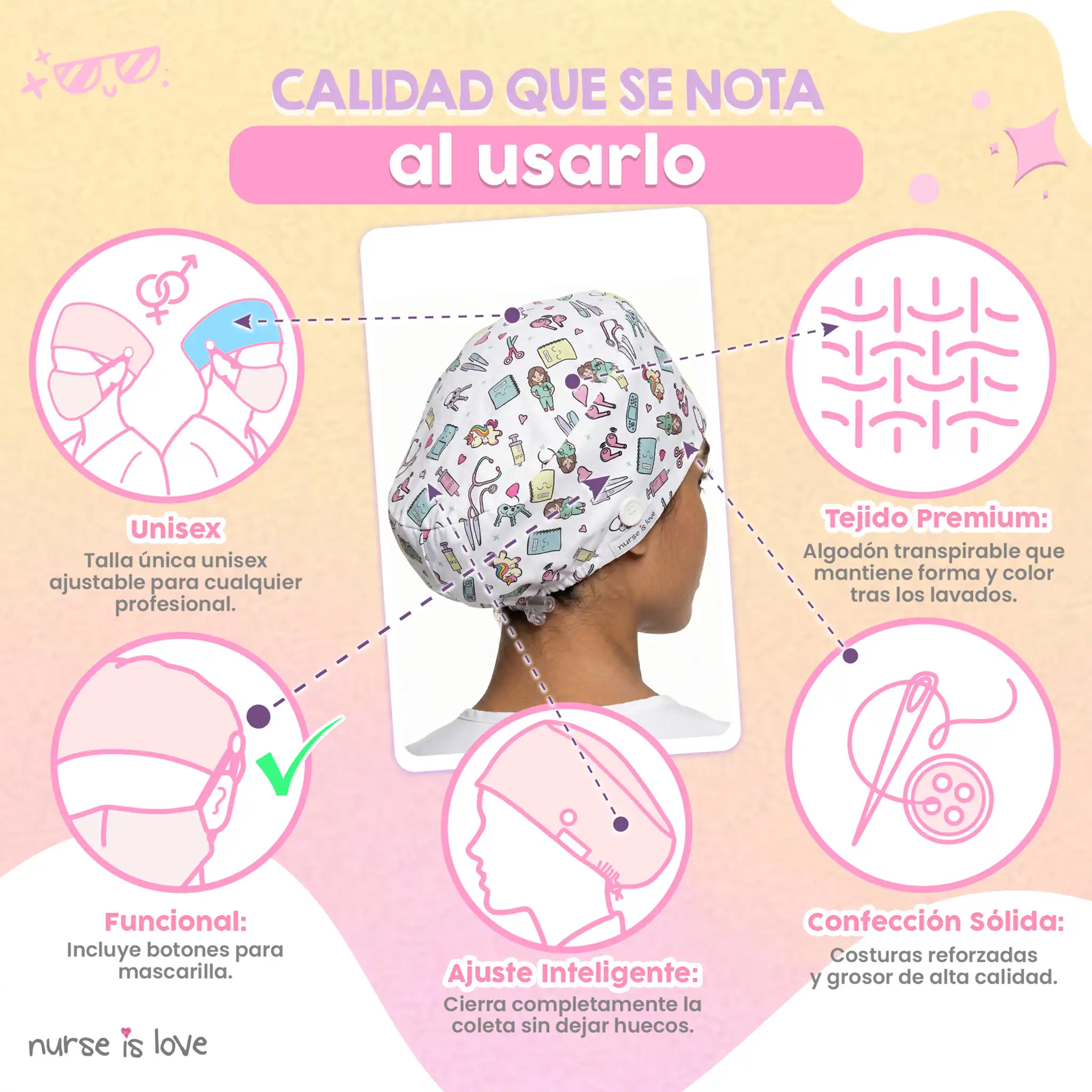 Gorro Unicornios para Enfermeras