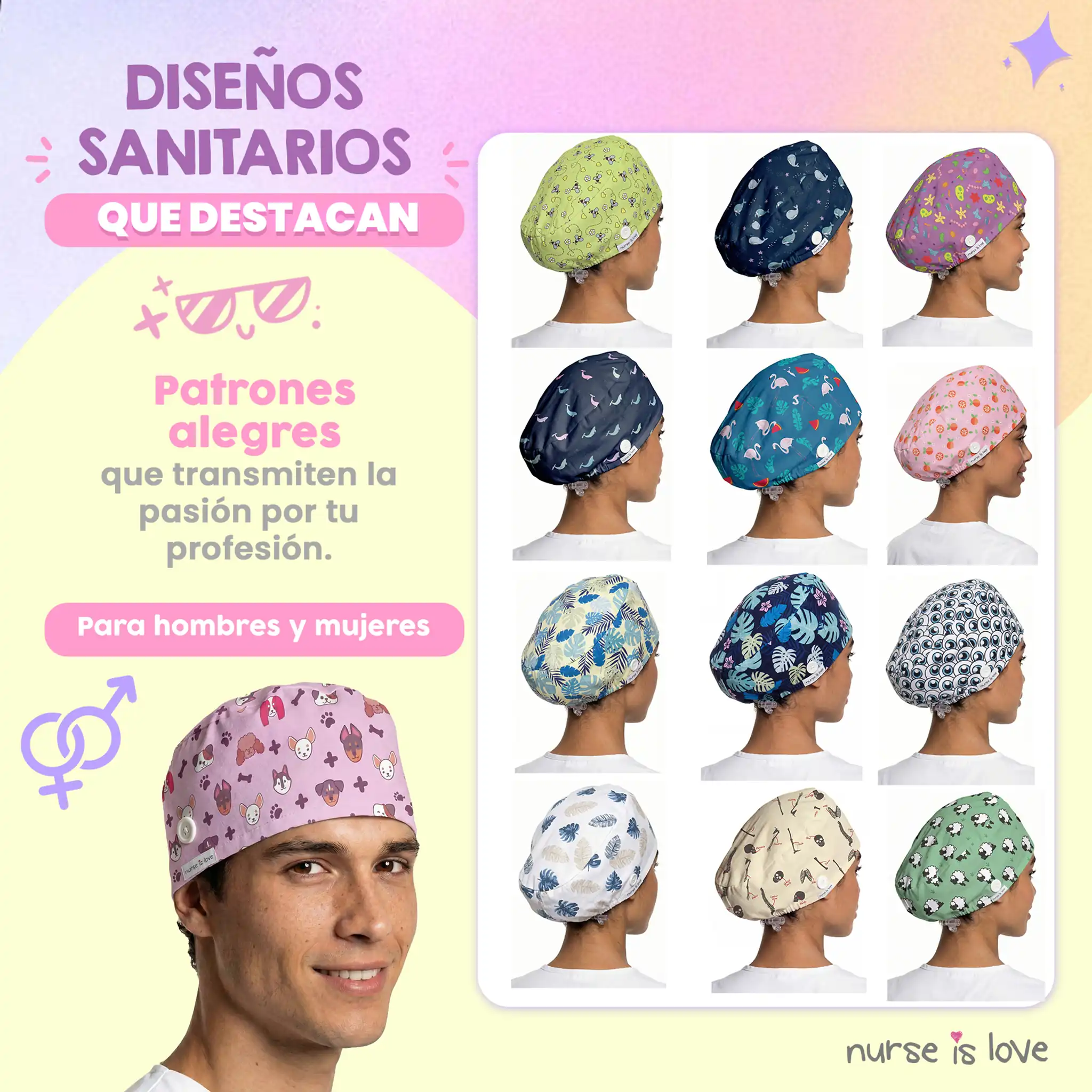 Gorro Animais para Enfermeiras 