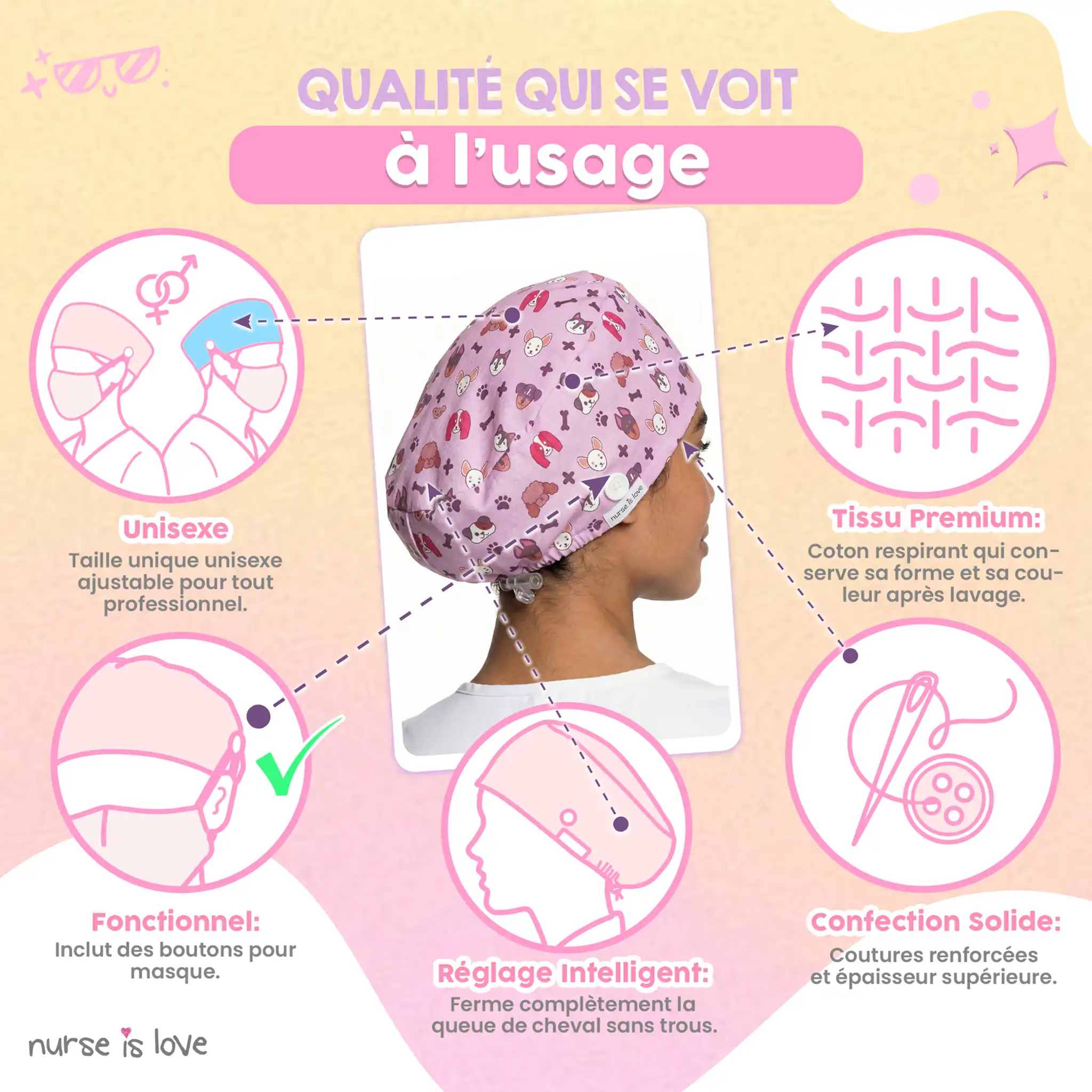 Calot animaux pour infirmières