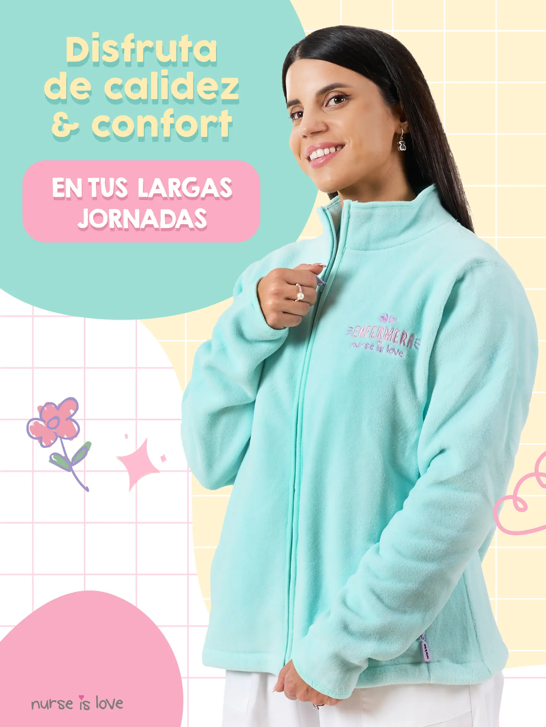 Chaqueta Polar Aqua para Enfermeras