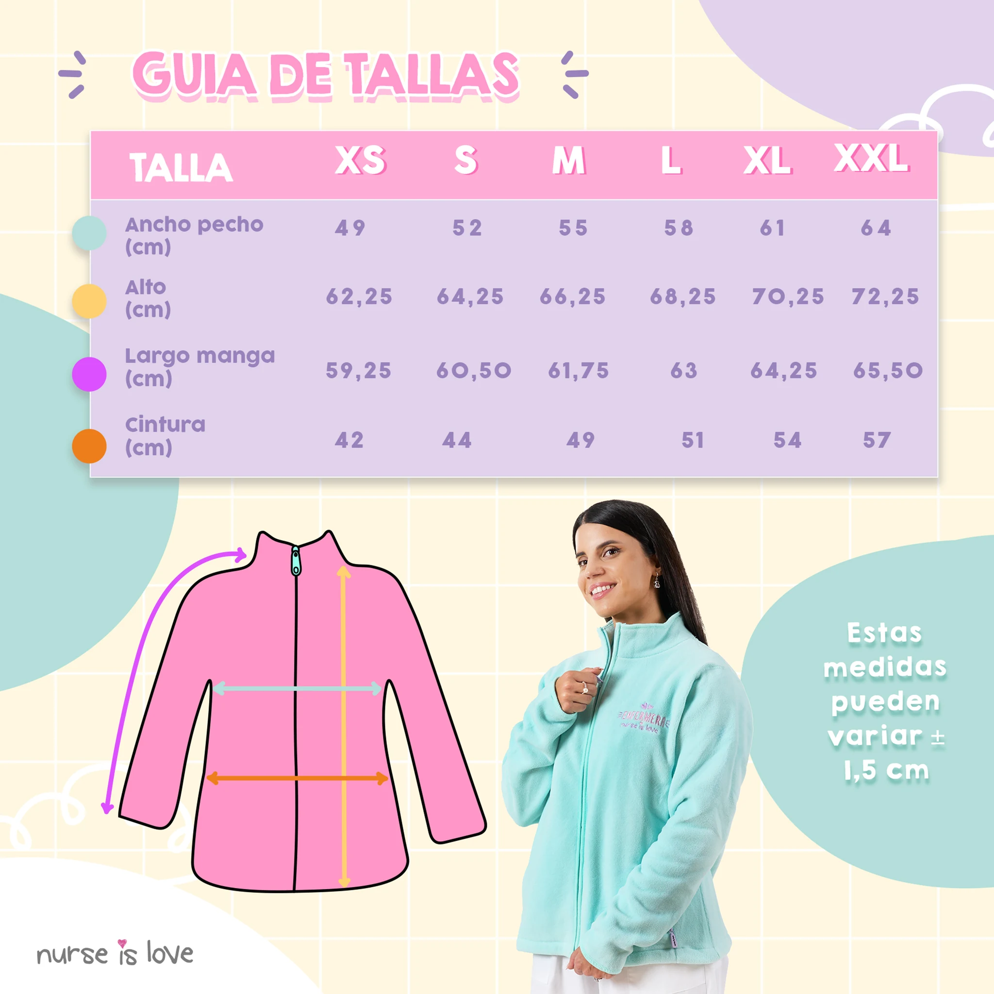 Chaqueta Polar Aqua para Enfermeras