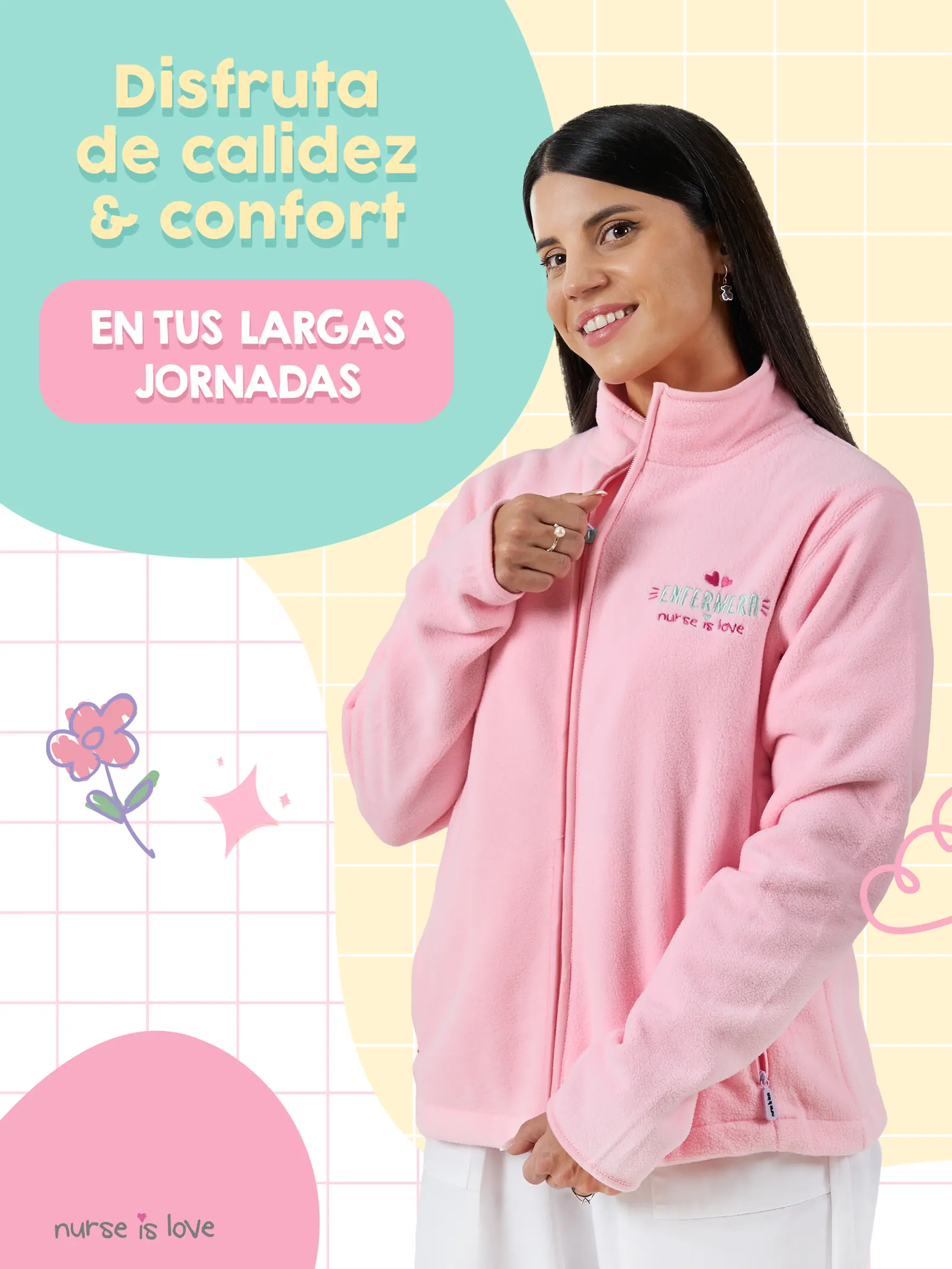 Chaqueta Polar Rosa para Enfermera