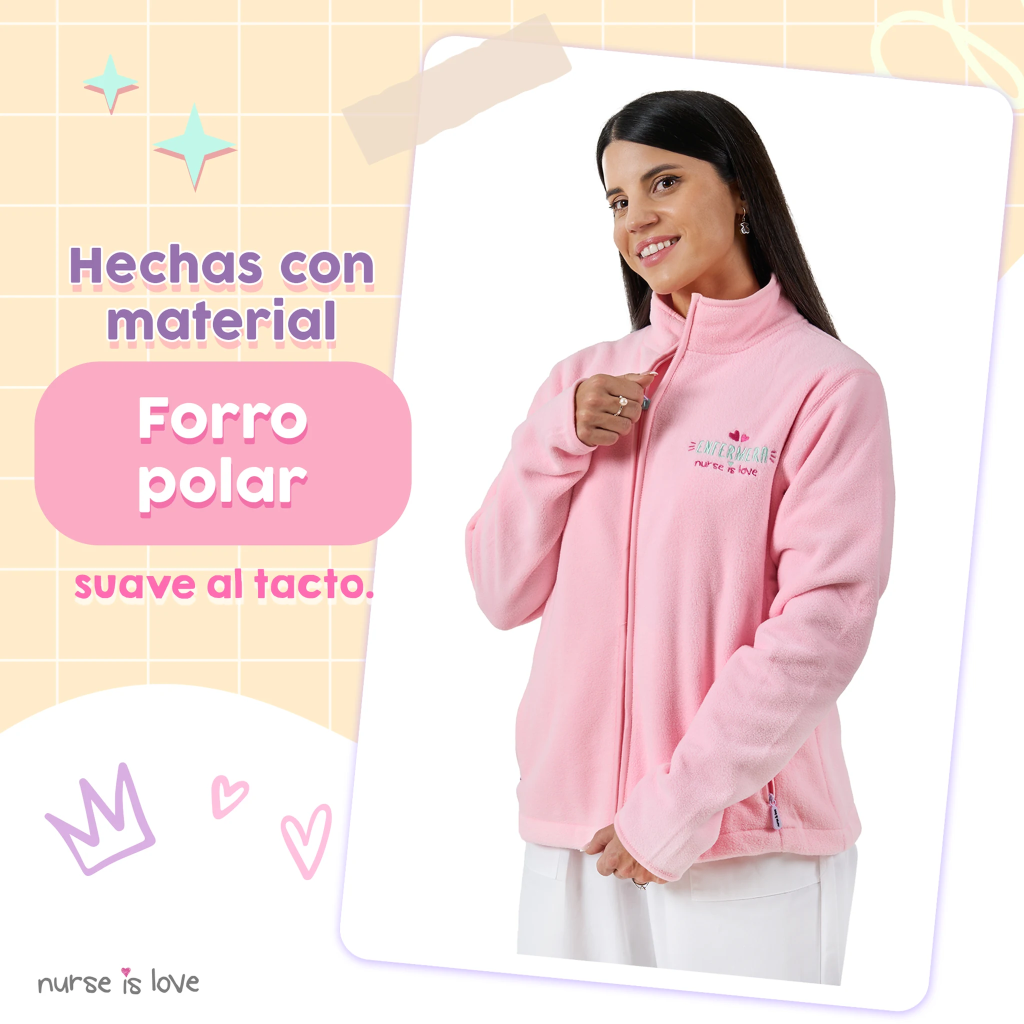 Chaqueta Polar Rosa para Enfermera