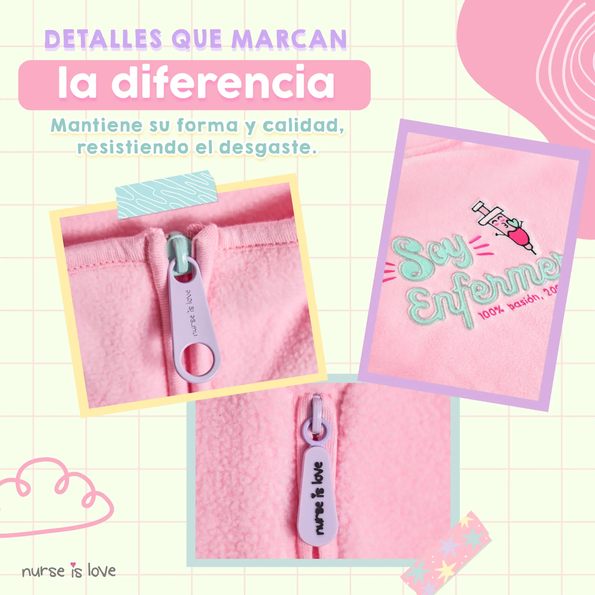 Chaqueta Polar Rosa para Enfermera