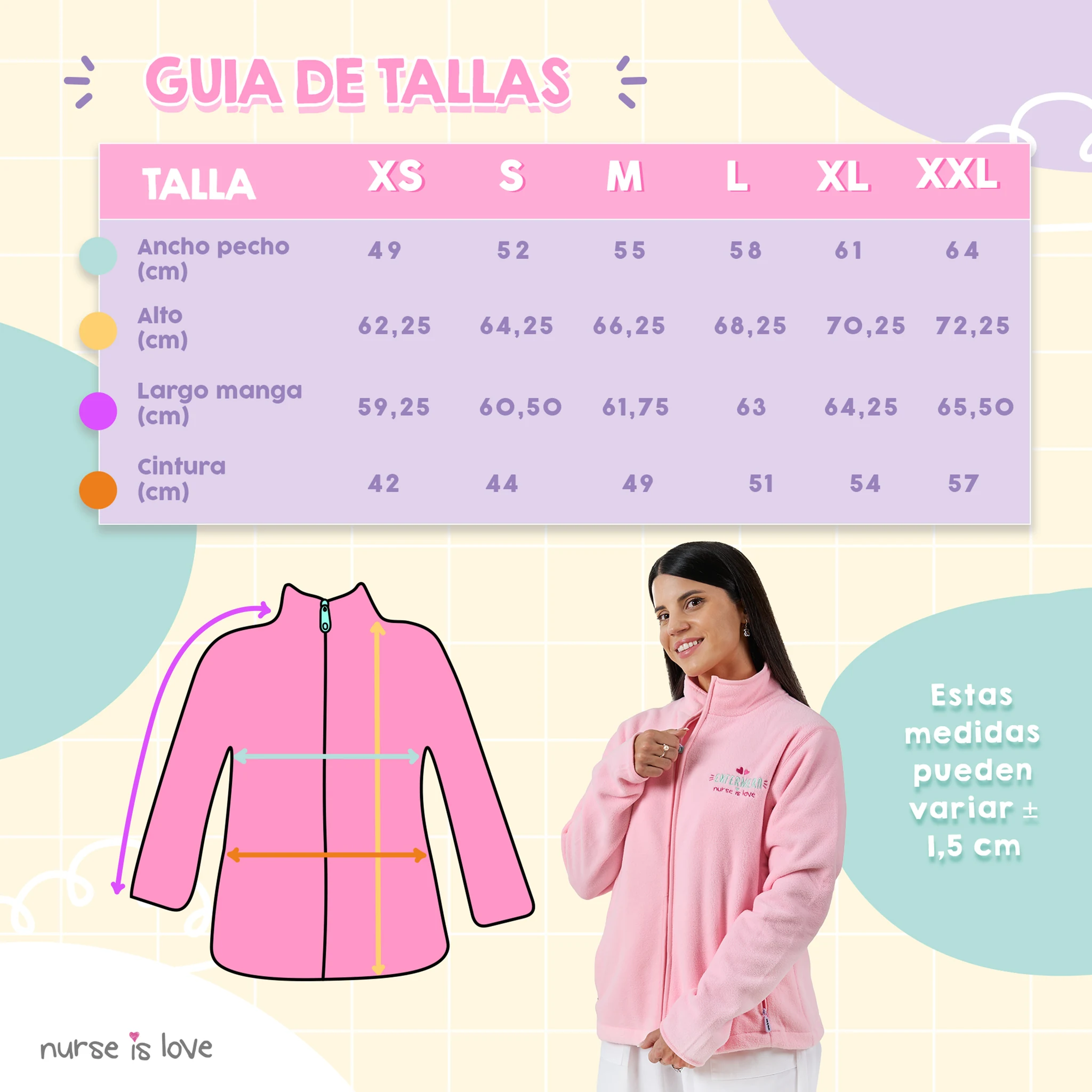 Chaqueta Polar Rosa para Enfermera