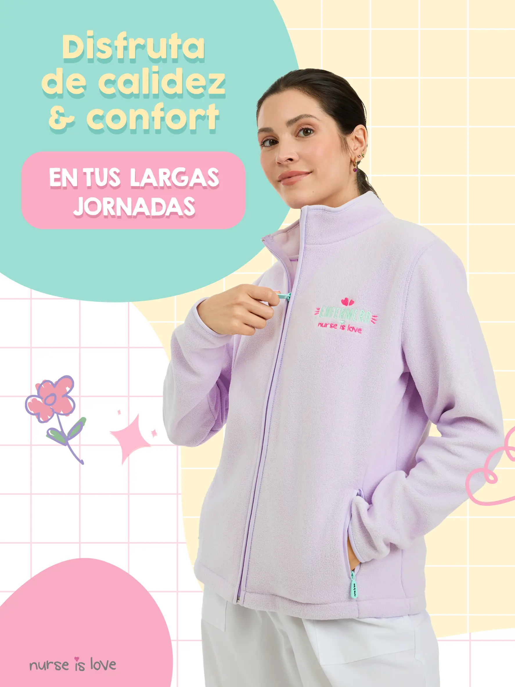 Chaqueta Polar Morada para Enfermeras