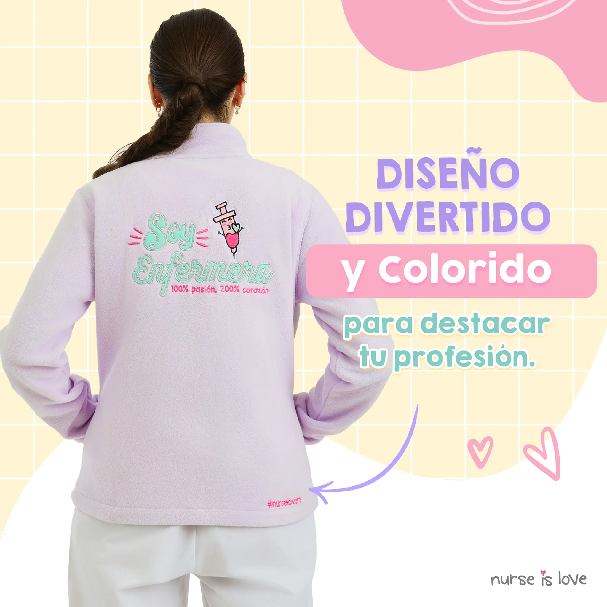 Chaqueta Polar Morada para Enfermeras