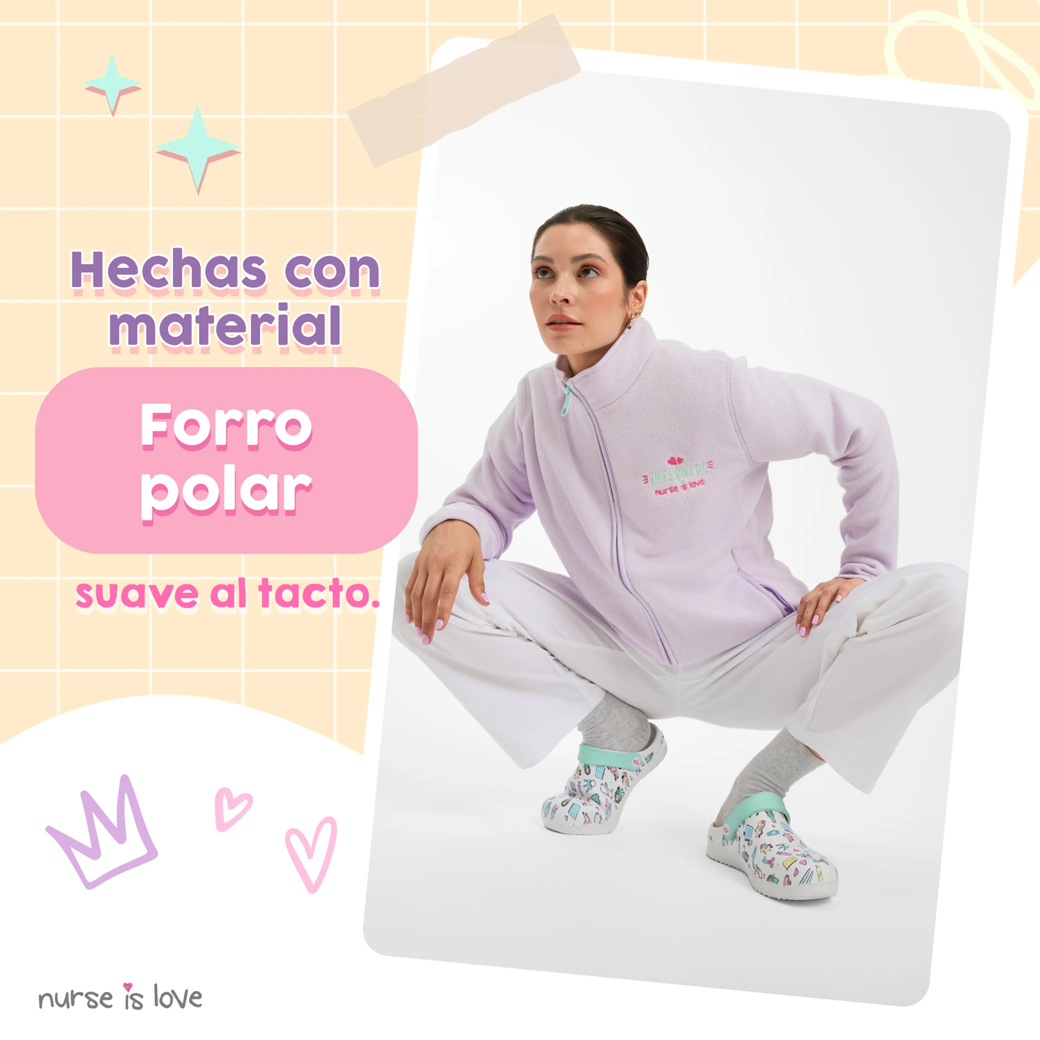 Chaqueta Polar Morada para Enfermeras
